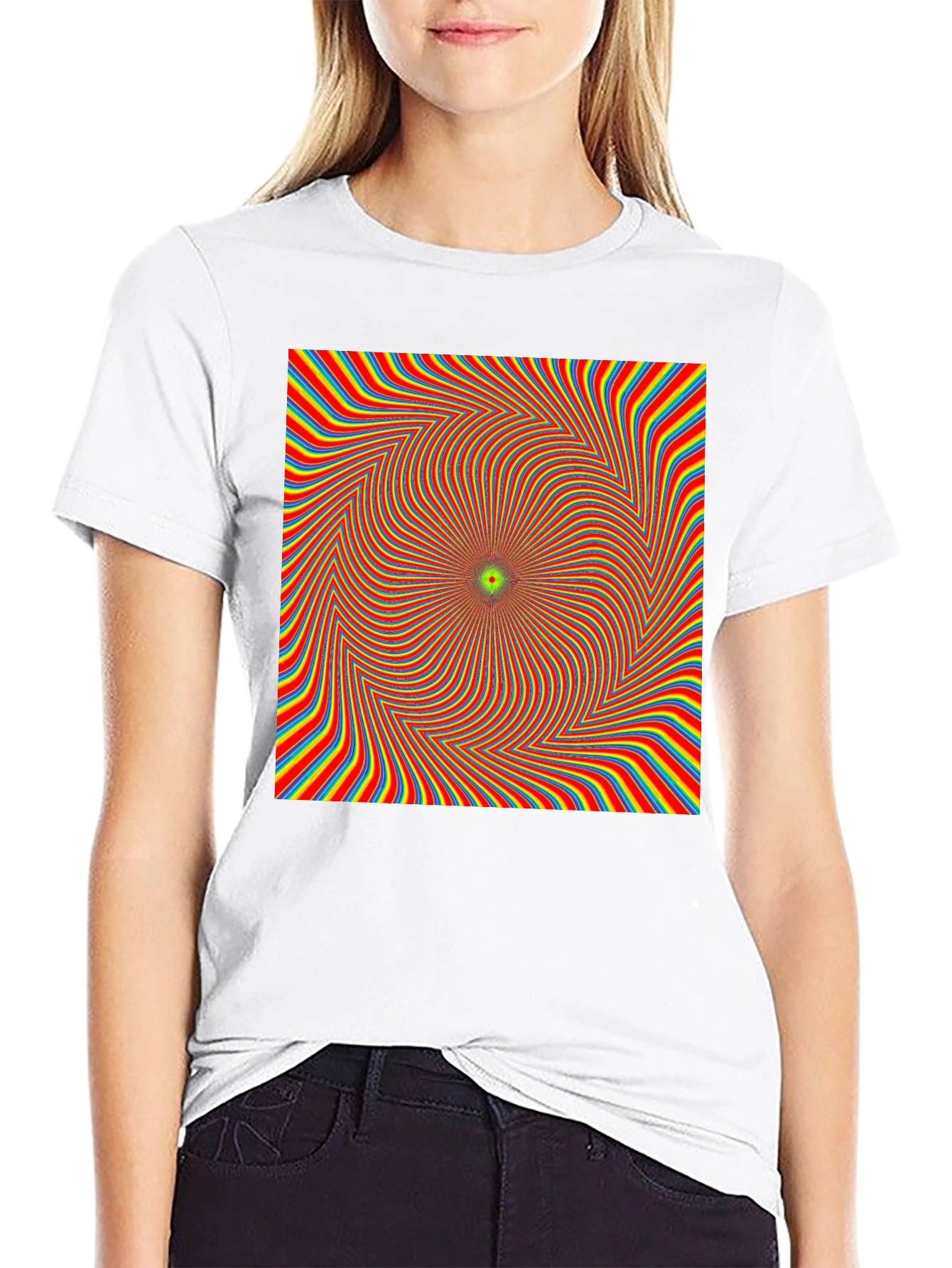 Optical Illusion T-Shirt - Black Crew Neck Tee
