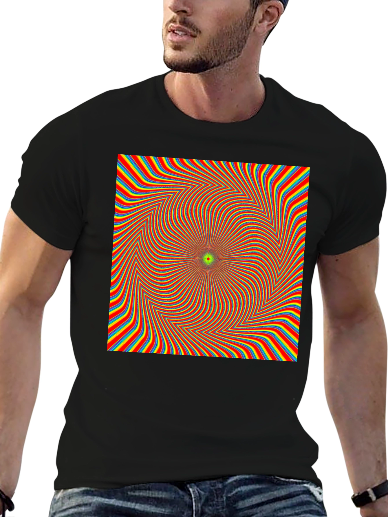 Optical Illusion T-Shirt - Black Crew Neck Tee