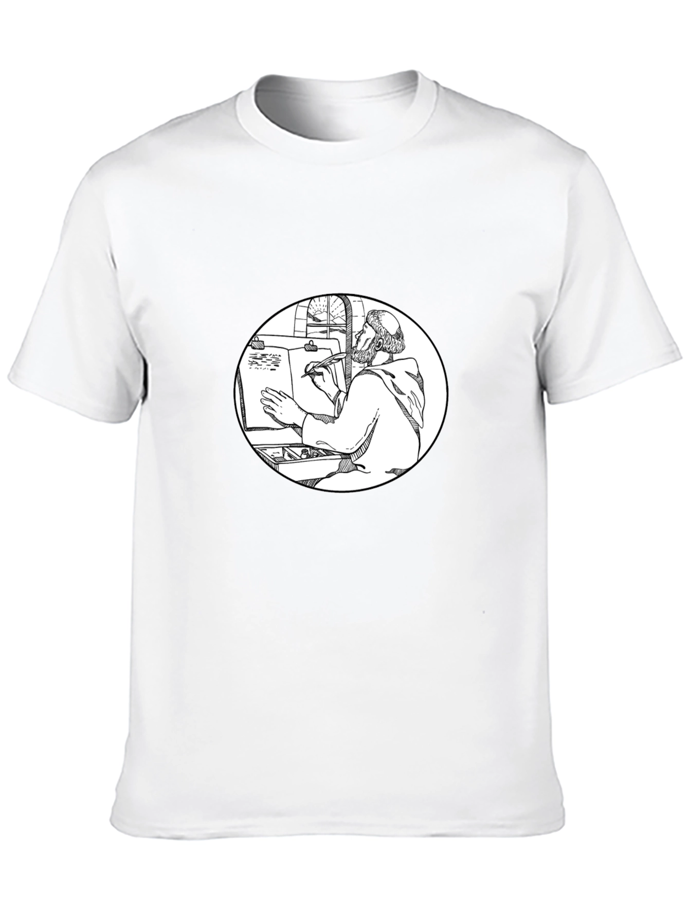 Monk Writer Graphic Tee - Unique Black T-Shirt