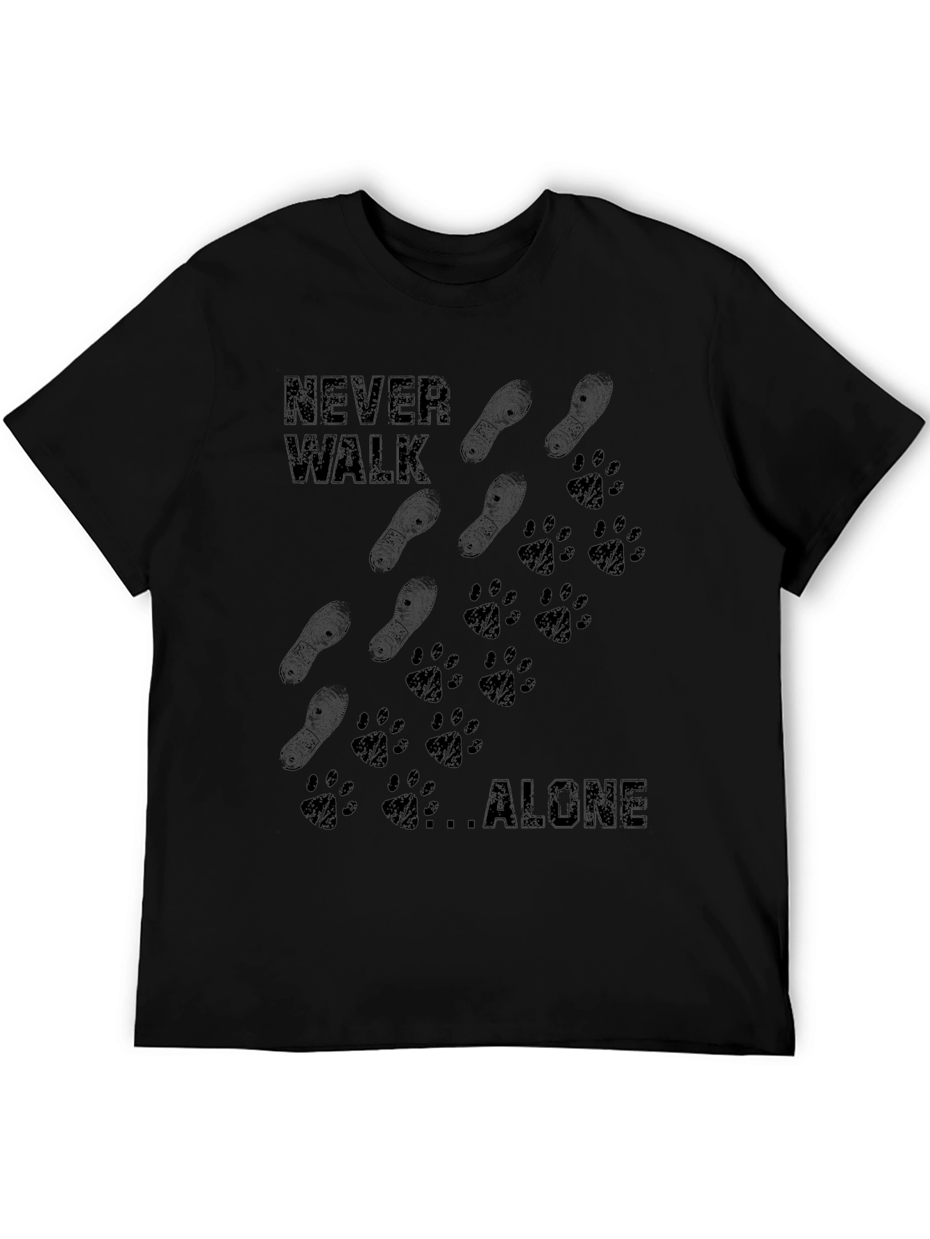 Never Walk Alone Graphic Tee - Mens Black T-Shirt