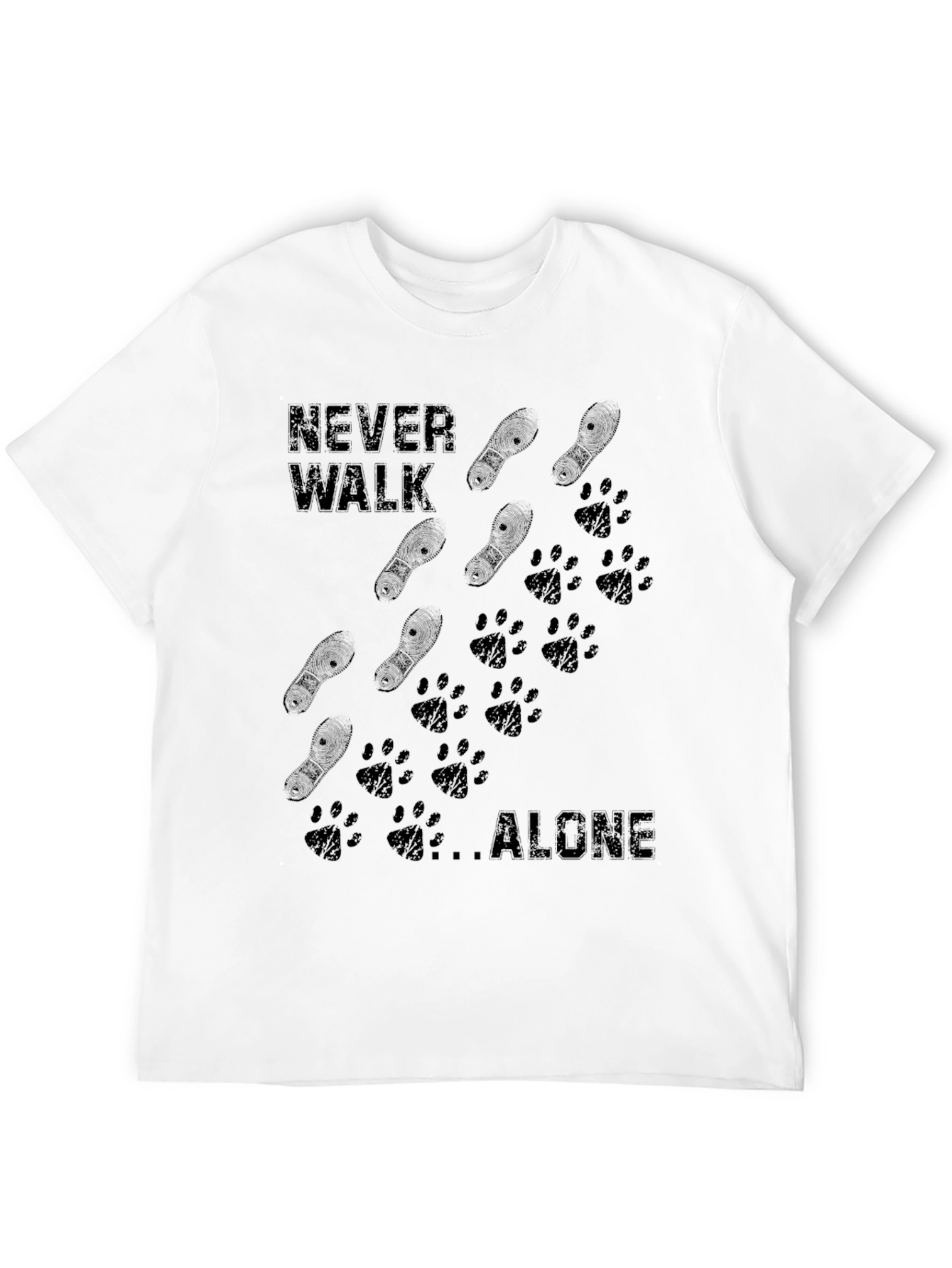 Never Walk Alone Graphic Tee - Mens Black T-Shirt