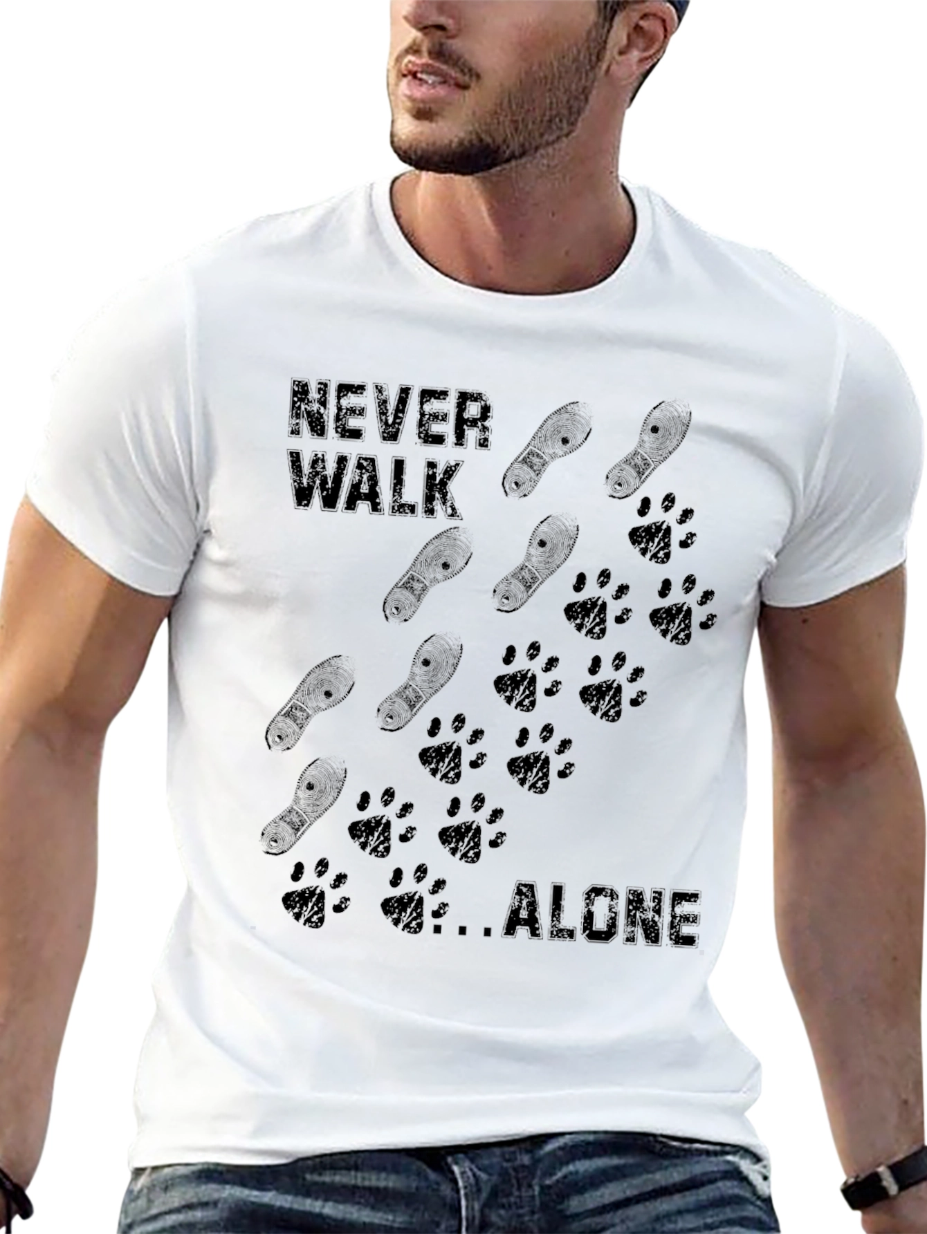 Never Walk Alone Graphic Tee - Mens Black T-Shirt