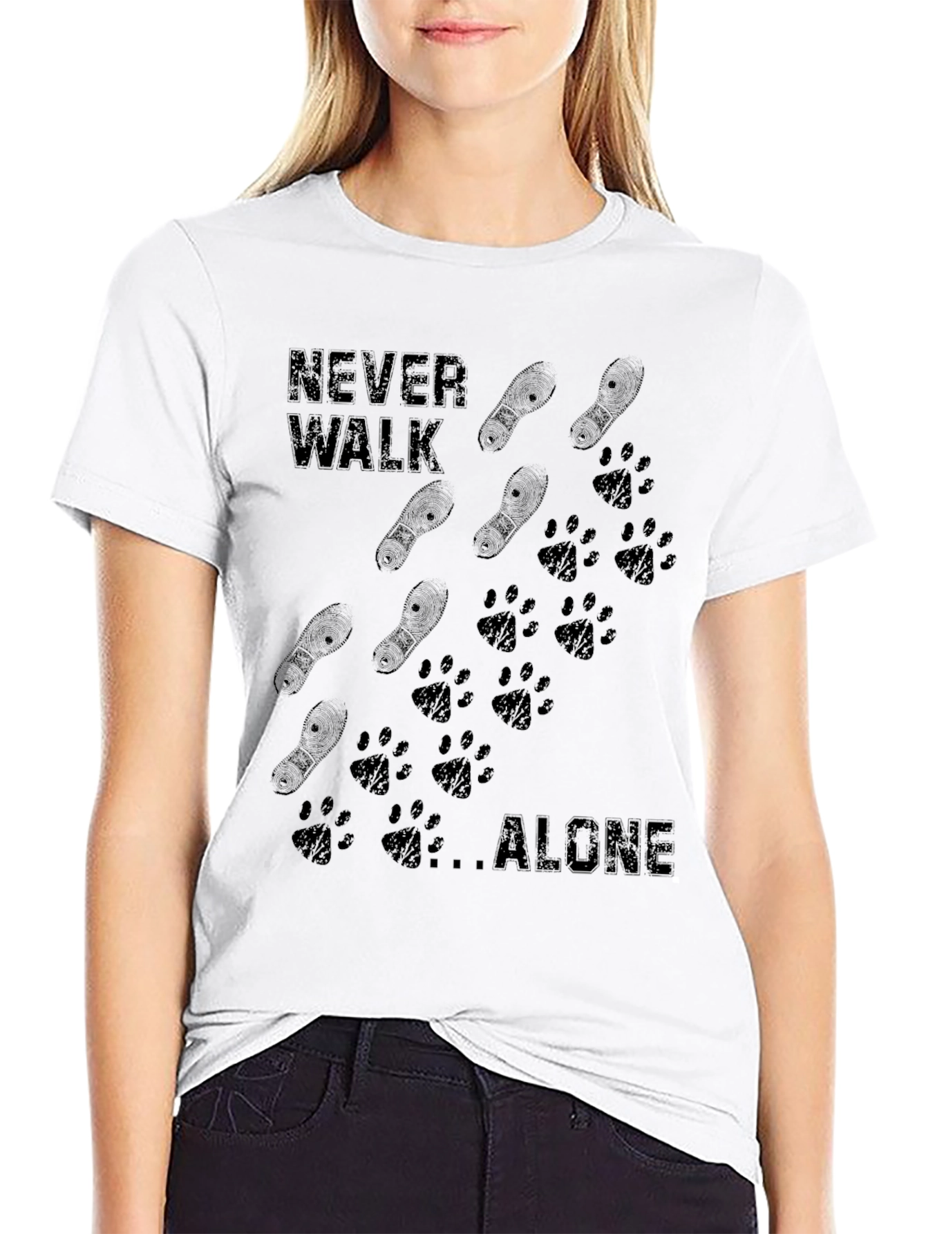Never Walk Alone Graphic Tee - Mens Black T-Shirt