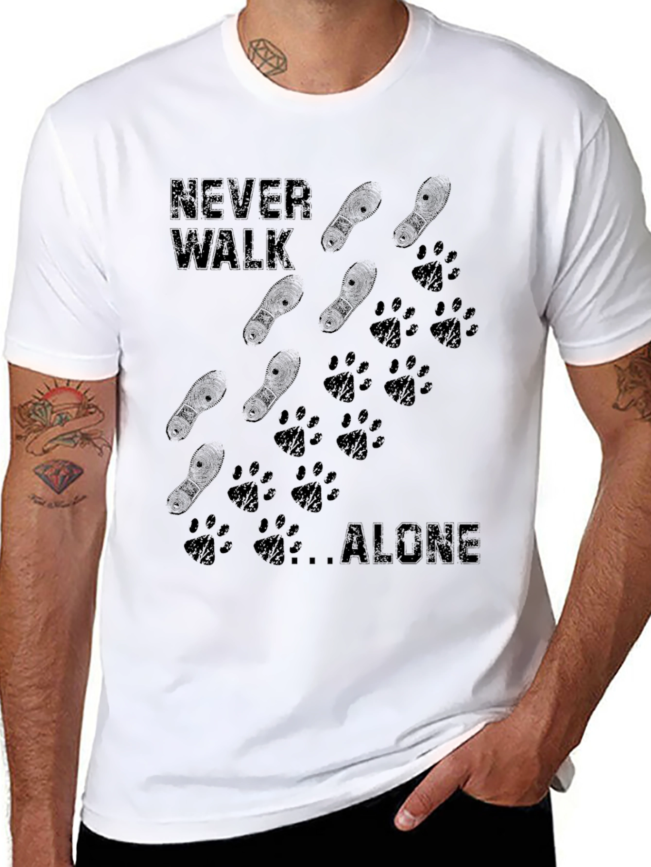 Never Walk Alone Graphic Tee - Mens Black T-Shirt