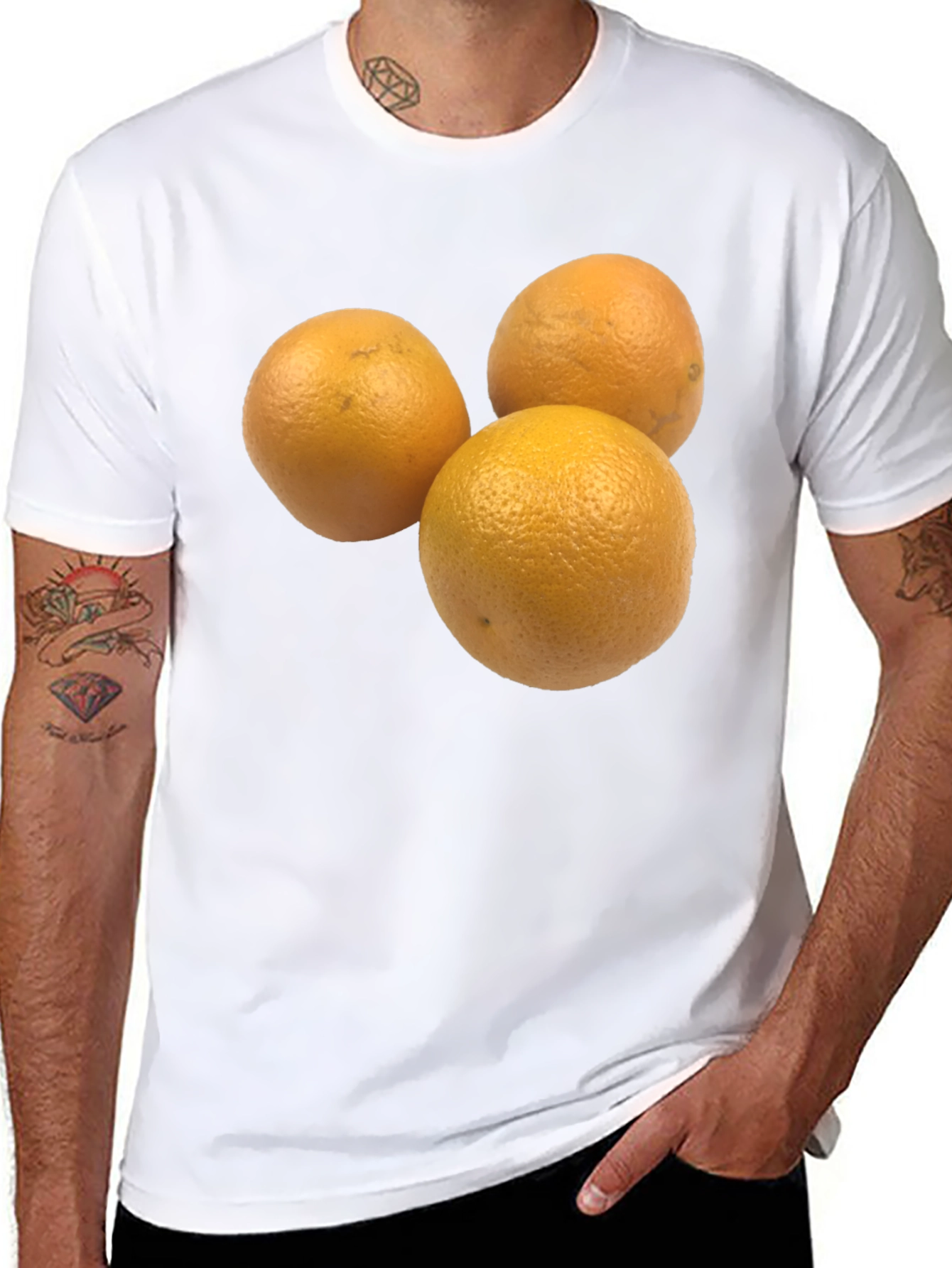 Three Orange Graphic Black T-Shirt