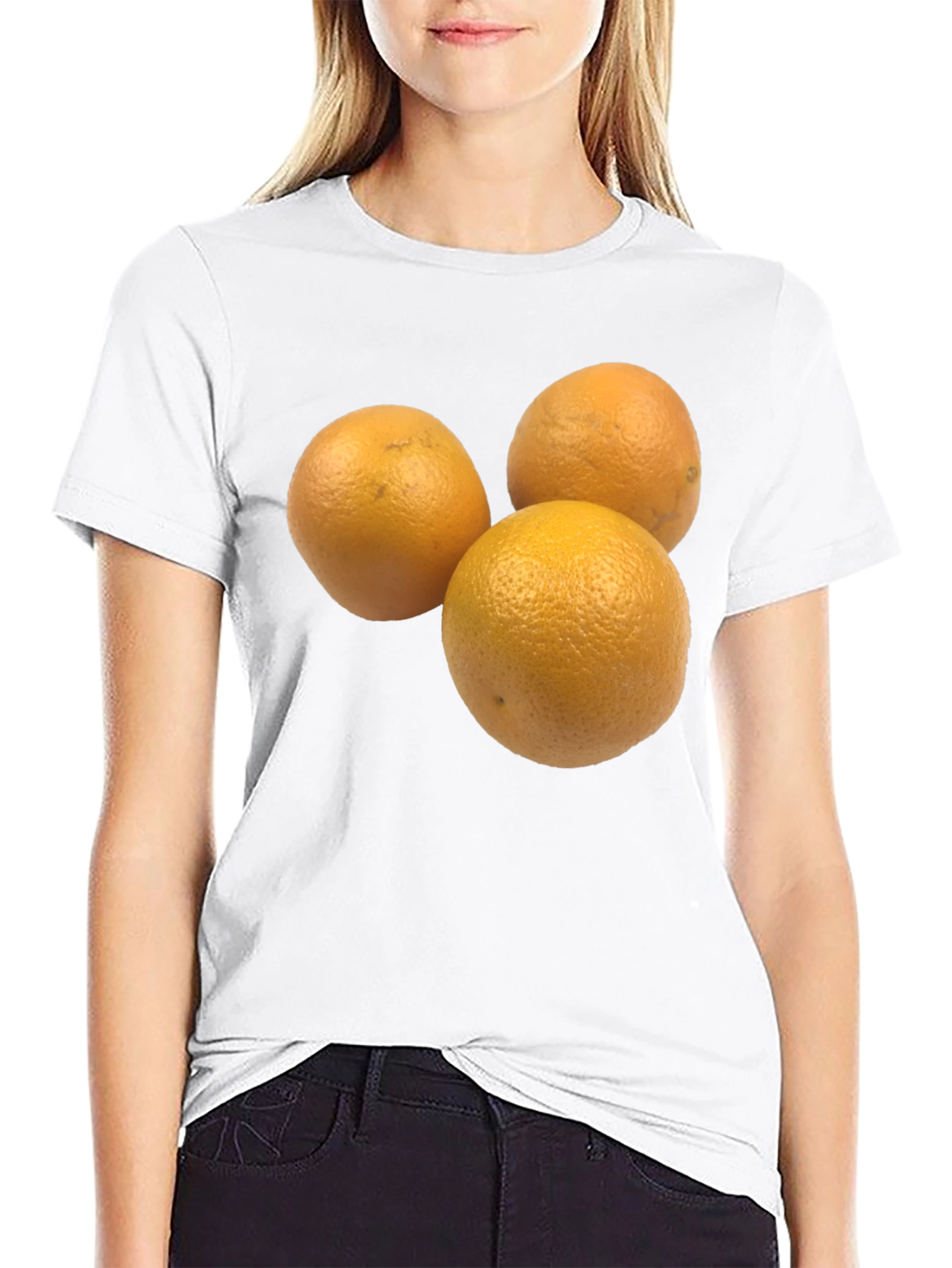Three Orange Graphic Black T-Shirt