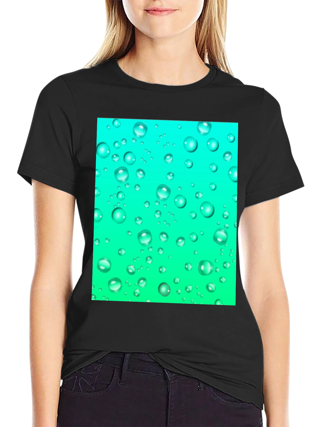 Aqua Bubbles Black T-Shirt