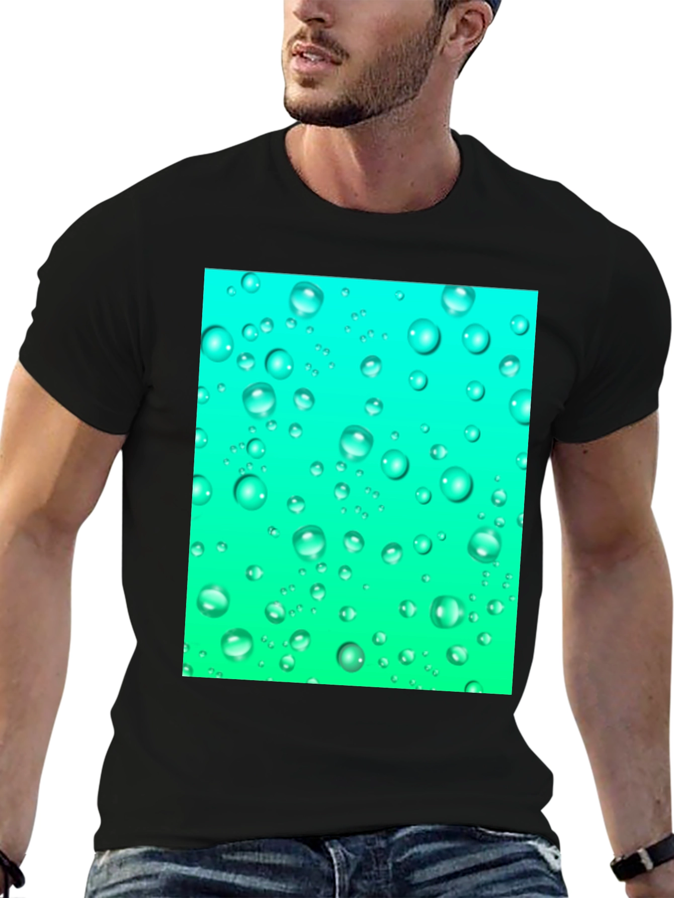 Aqua Bubbles Black T-Shirt
