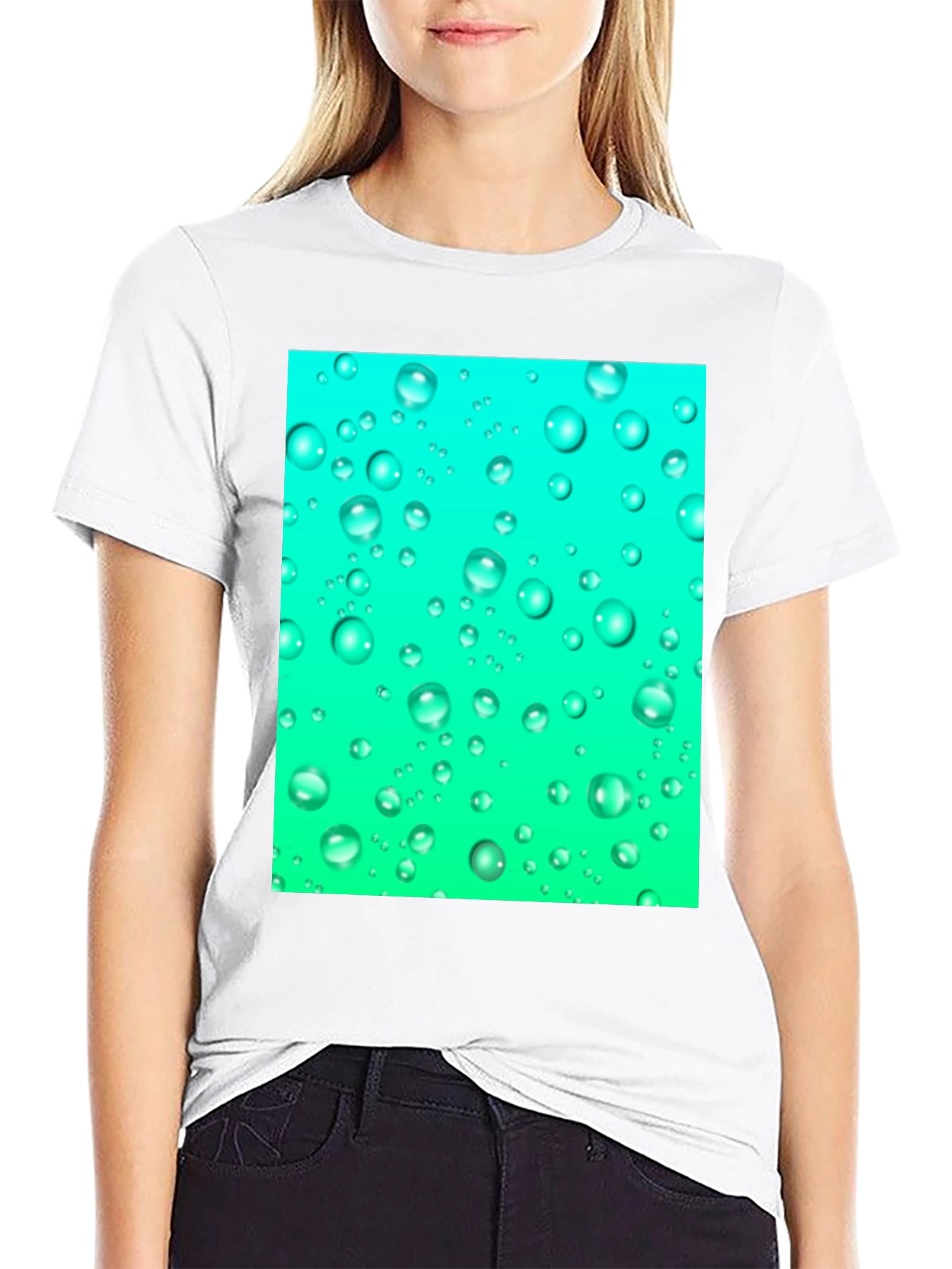 Aqua Bubbles Black T-Shirt