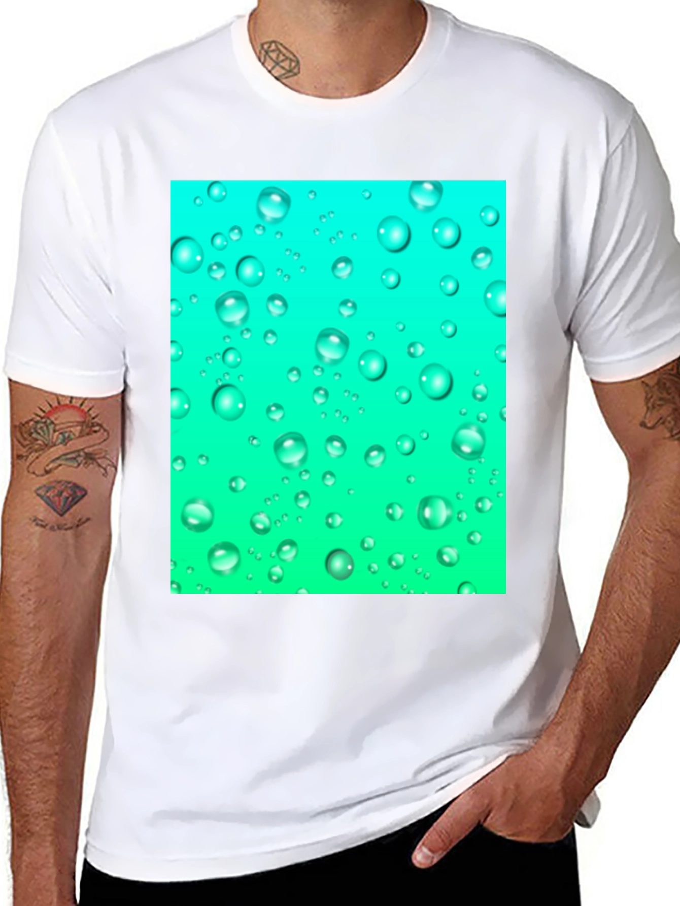 Aqua Bubbles Black T-Shirt