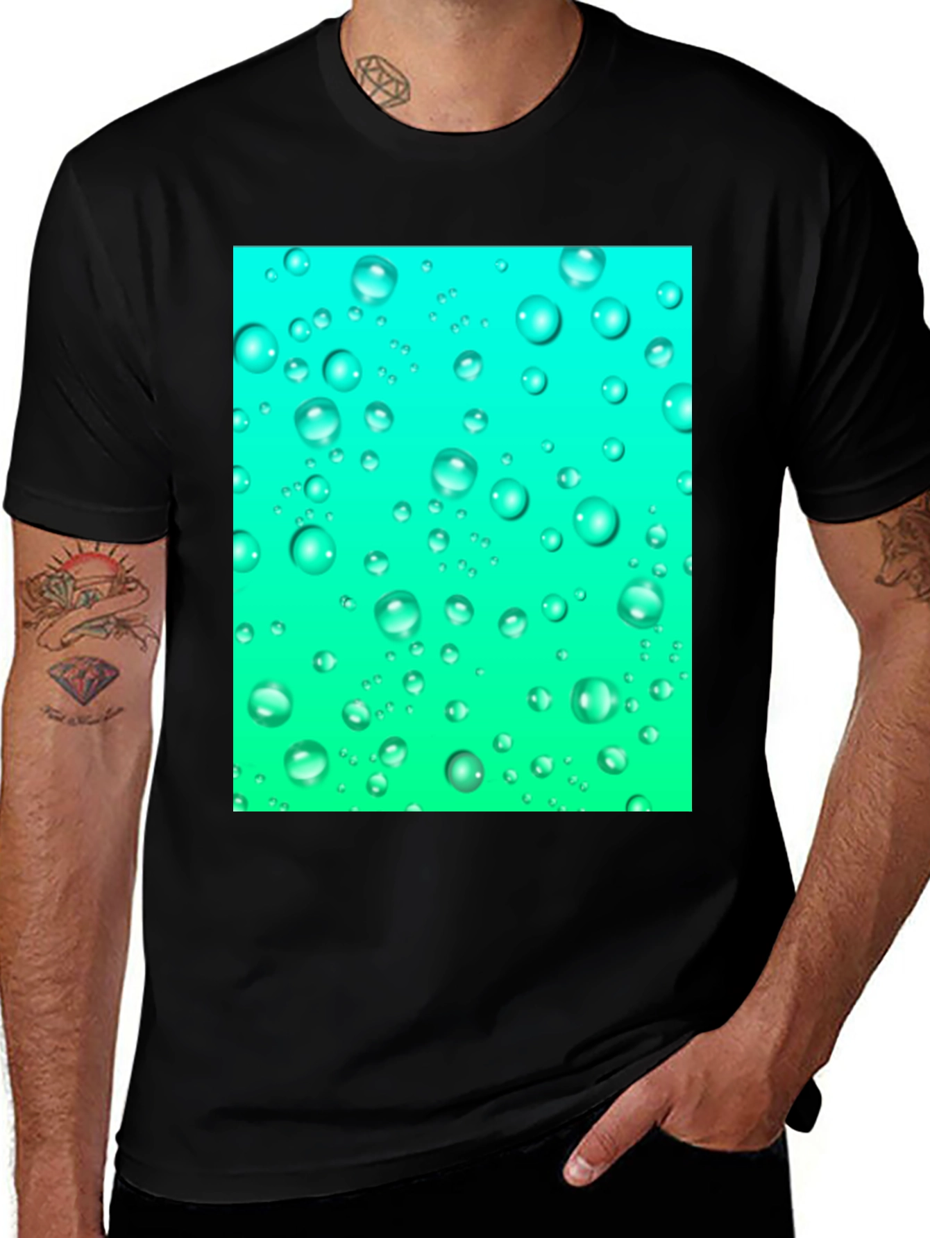 Aqua Bubbles Black T-Shirt