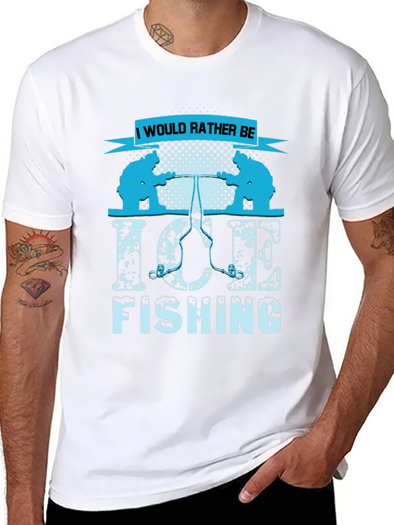 Ice Fishing Graphic Tee - I Would Rather Be