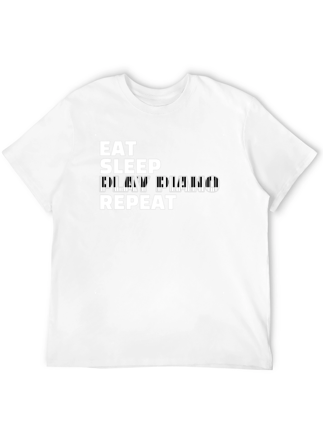 Eat Sleep Play Piano Repeat Black T-Shirt