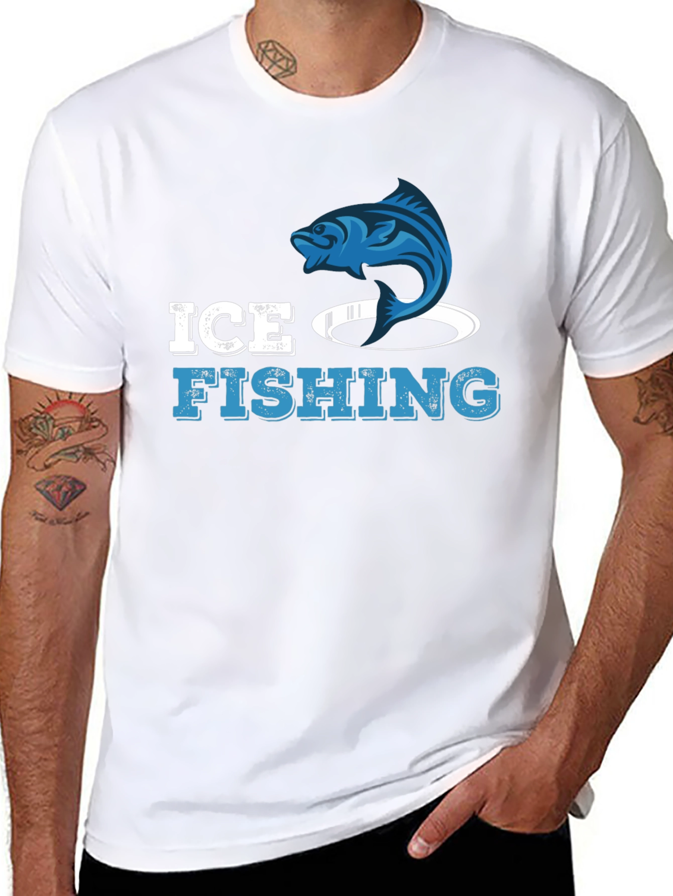 Ice Fishing Graphic T-Shirt - Black