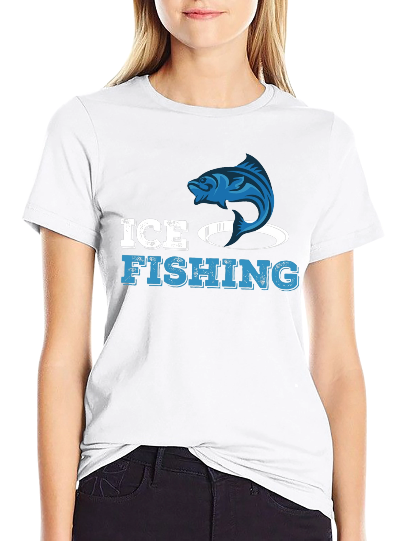 Ice Fishing Graphic T-Shirt - Black