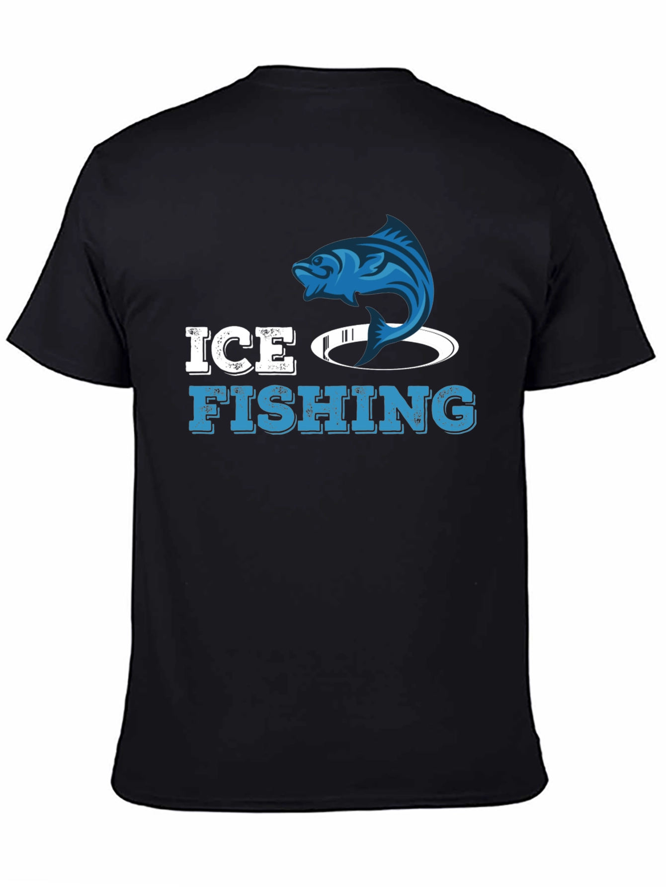 Ice Fishing Graphic T-Shirt - Black