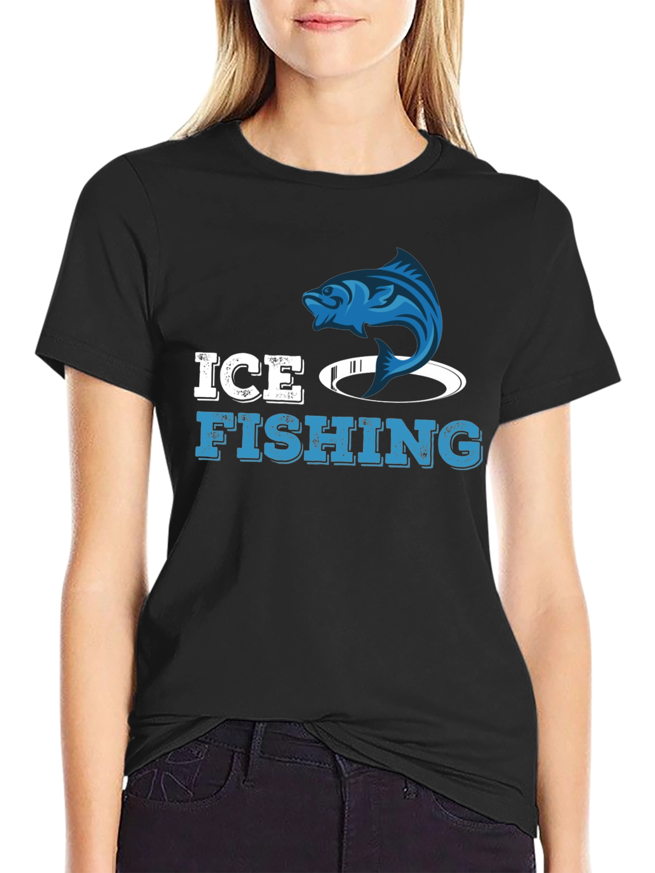 Ice Fishing Graphic T-Shirt - Black