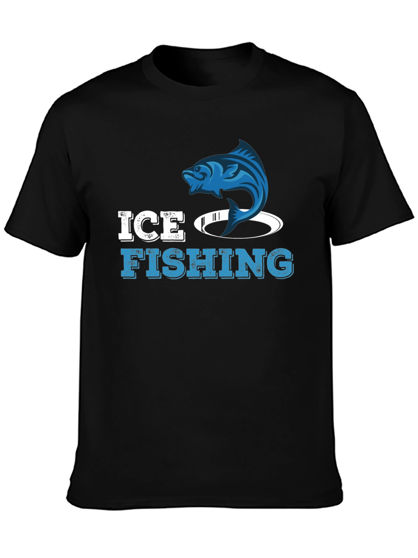 Ice Fishing Graphic T-Shirt - Black