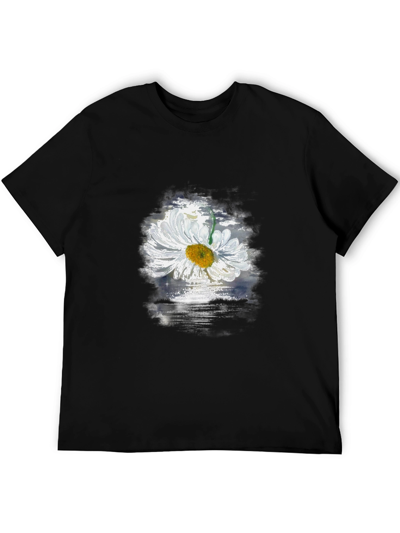 Daisy Flower Graphic Black T-Shirt