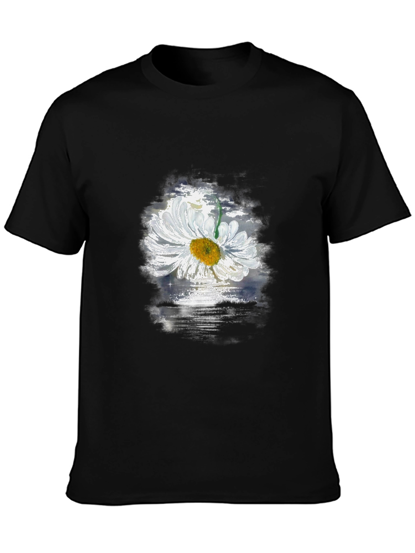 Daisy Flower Graphic Black T-Shirt