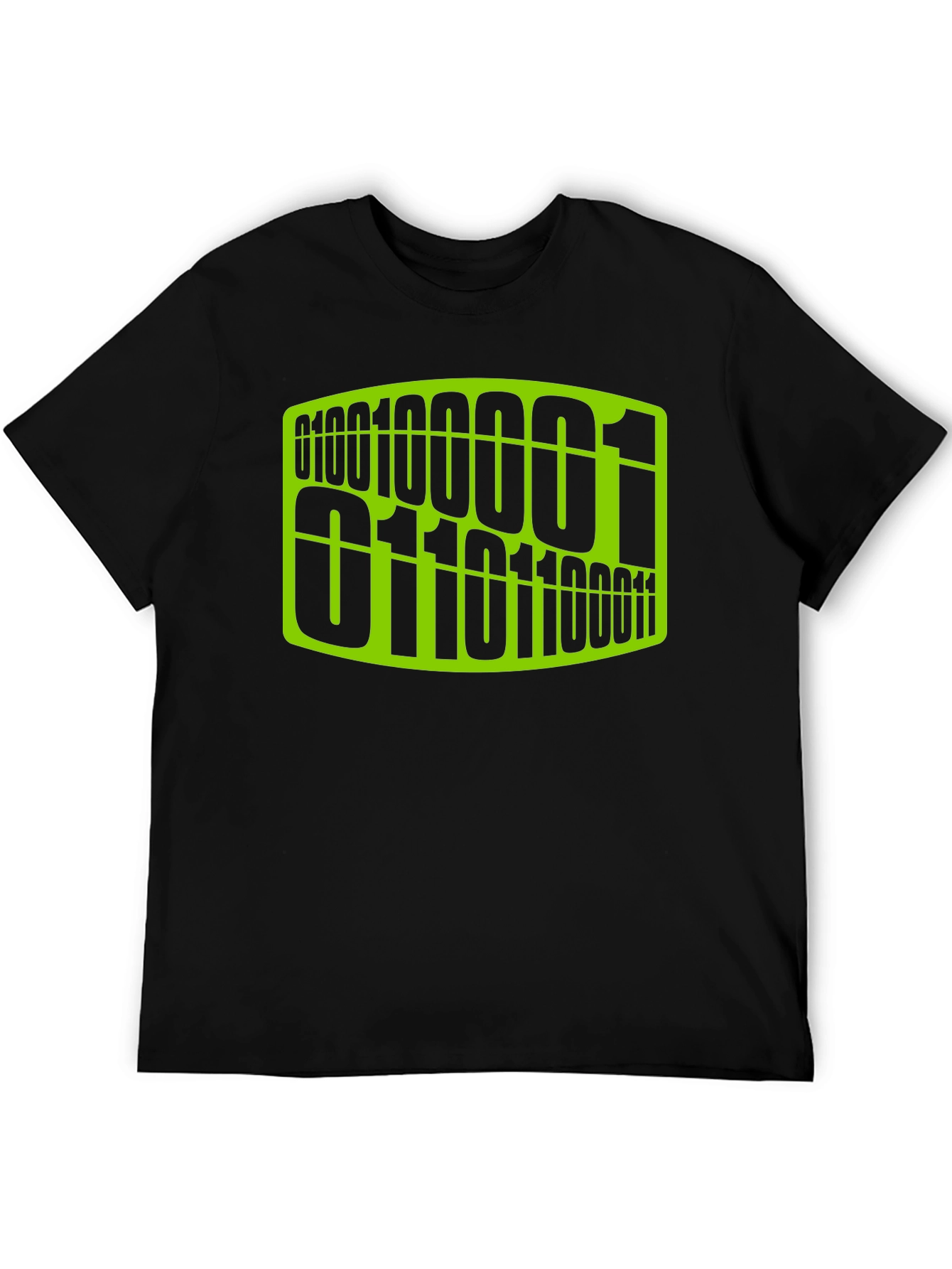 Binary Code Graphic Tee - Black Cotton Casual T-Shirt