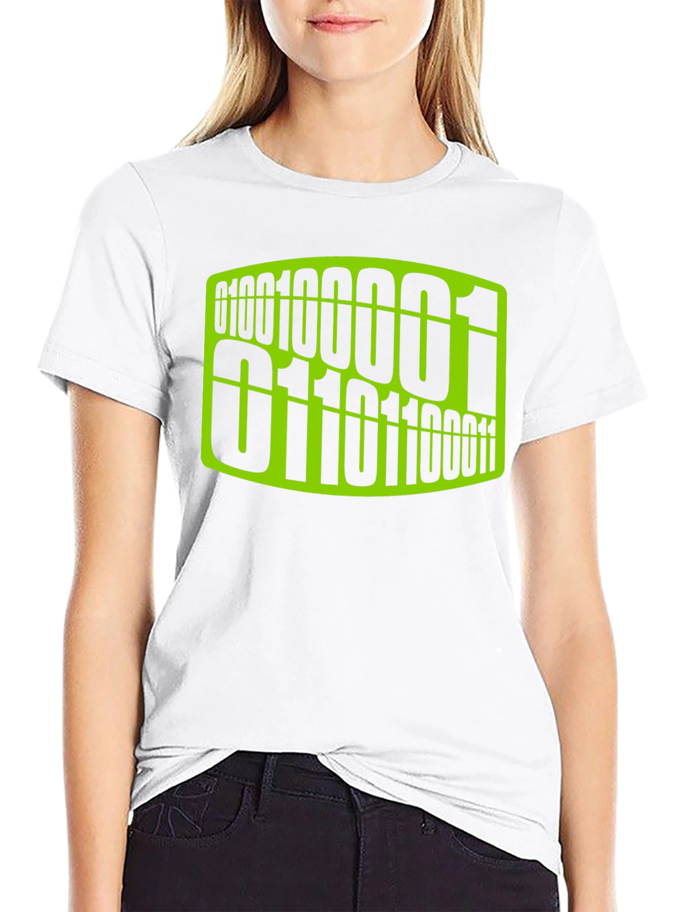 Binary Code Graphic Tee - Black Cotton Casual T-Shirt
