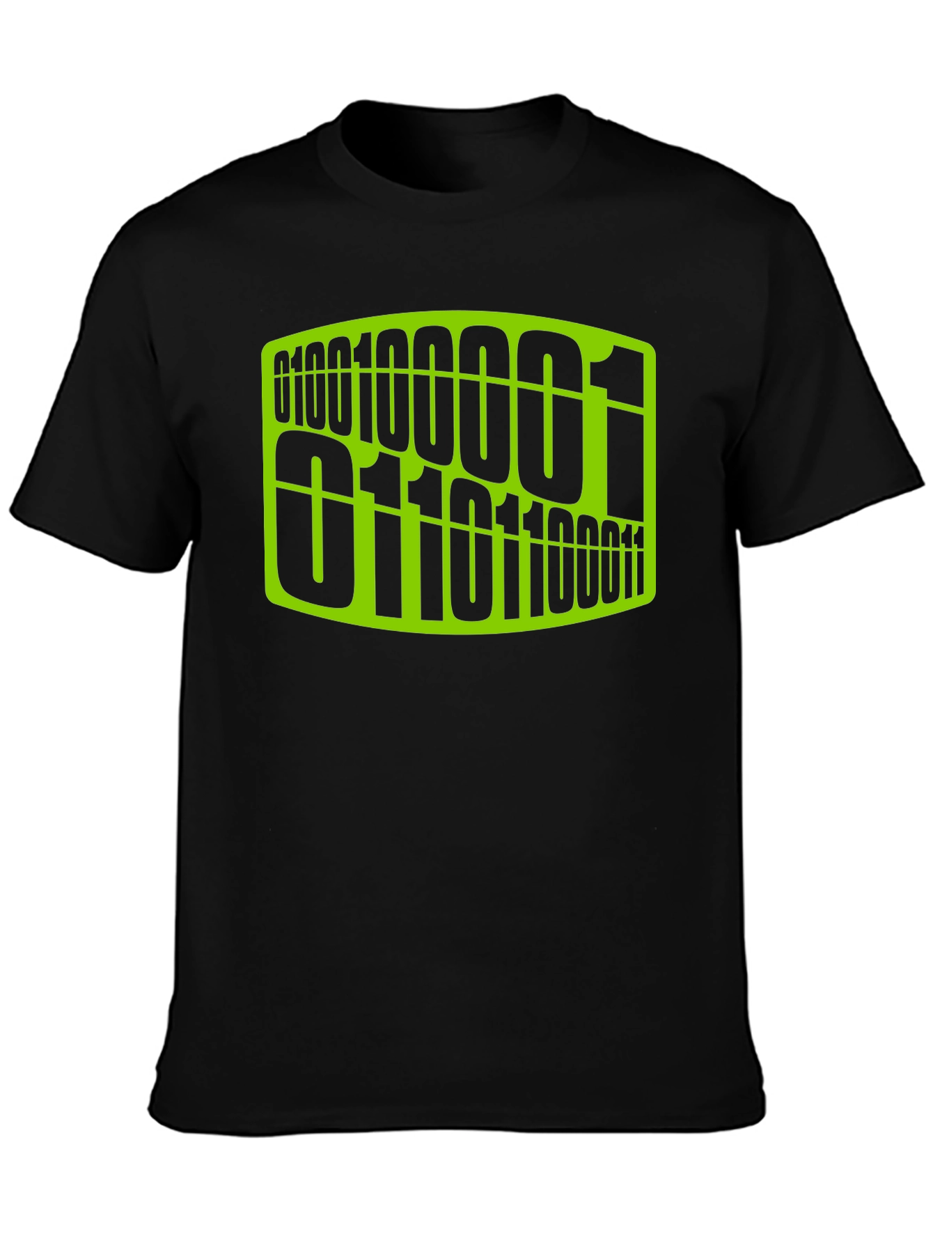 Binary Code Graphic Tee - Black Cotton Casual T-Shirt