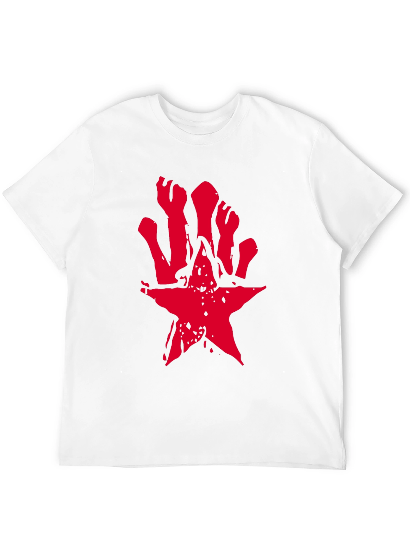 Edgy Red Star Graphic Black T-Shirt