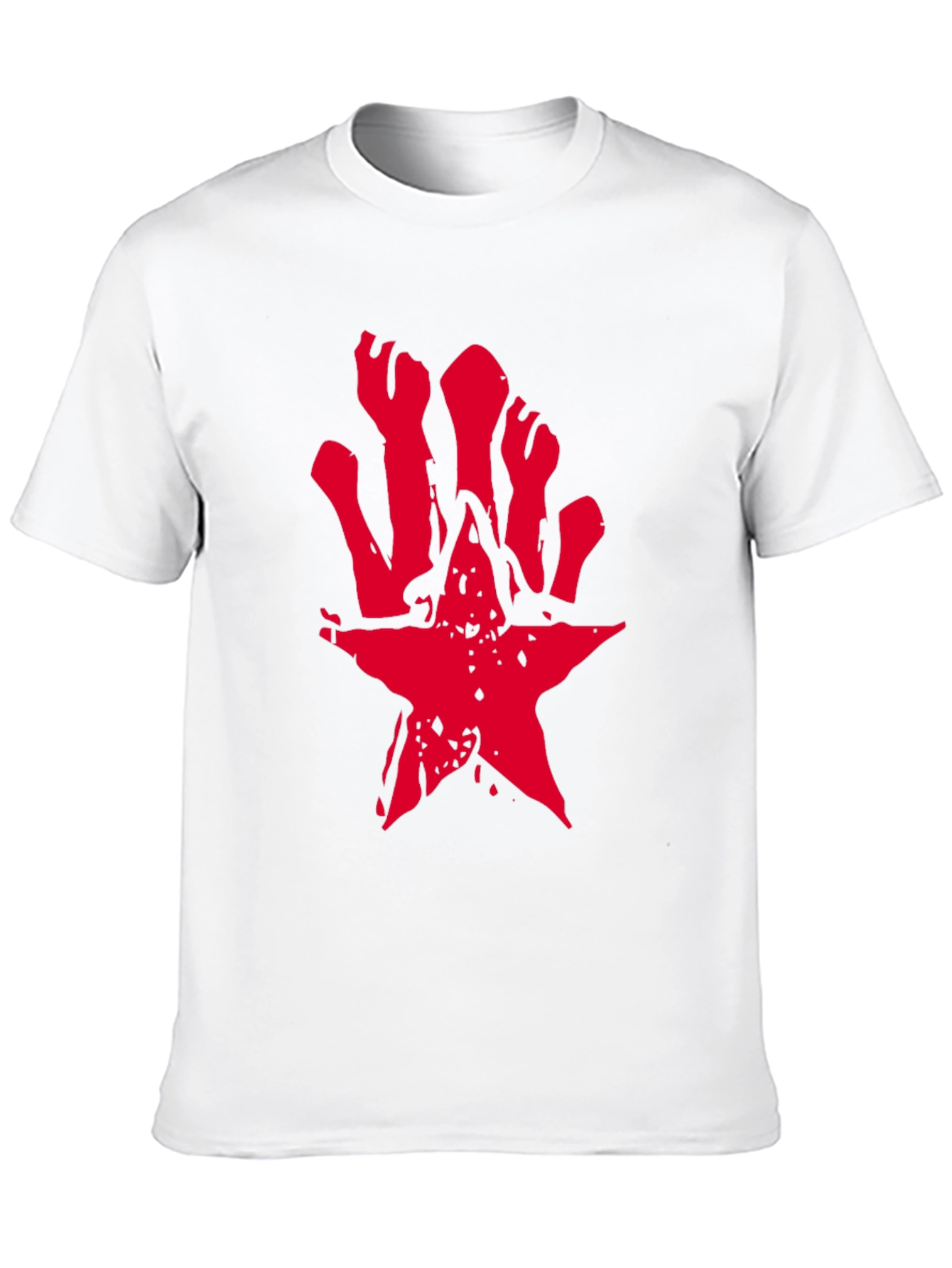 Edgy Red Star Graphic Black T-Shirt