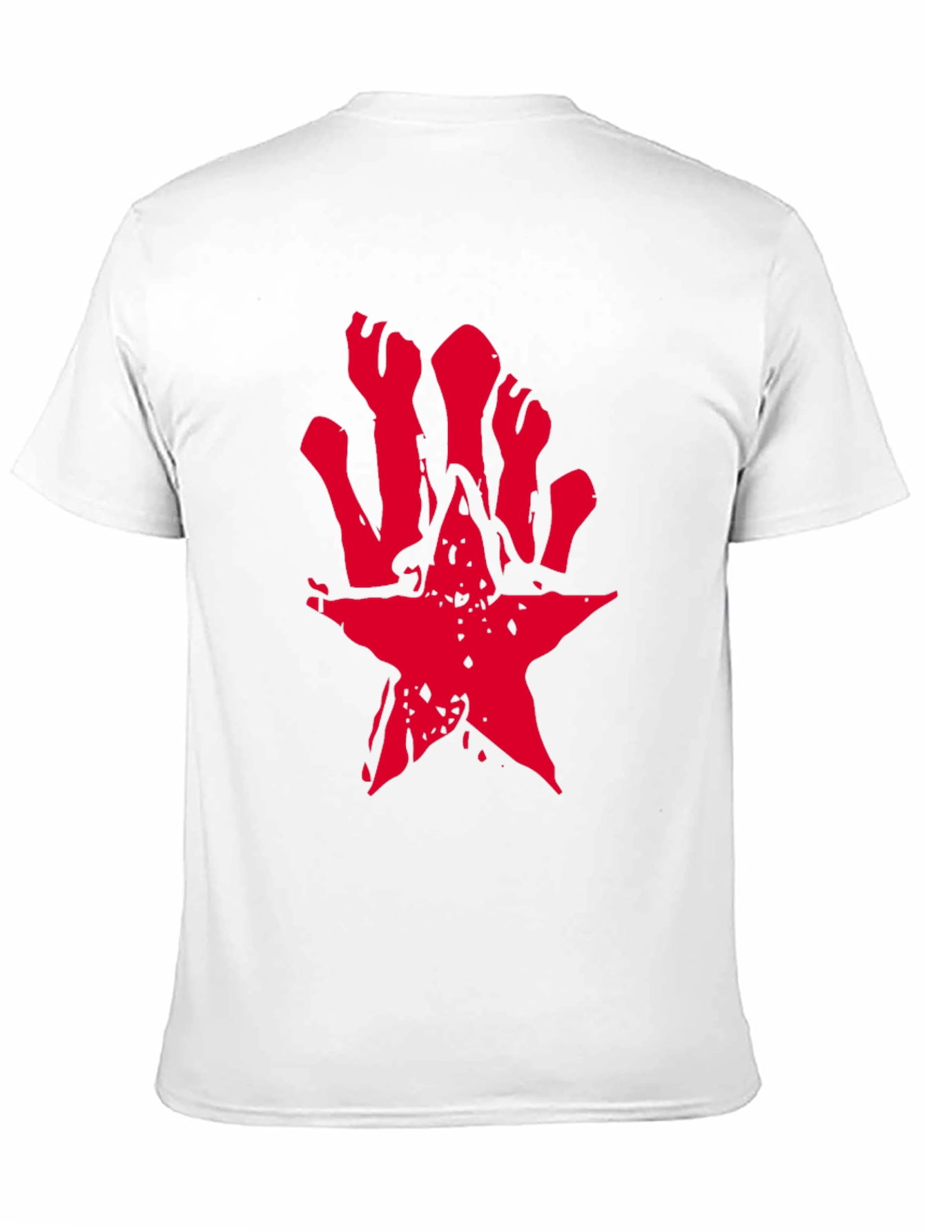 Edgy Red Star Graphic Black T-Shirt