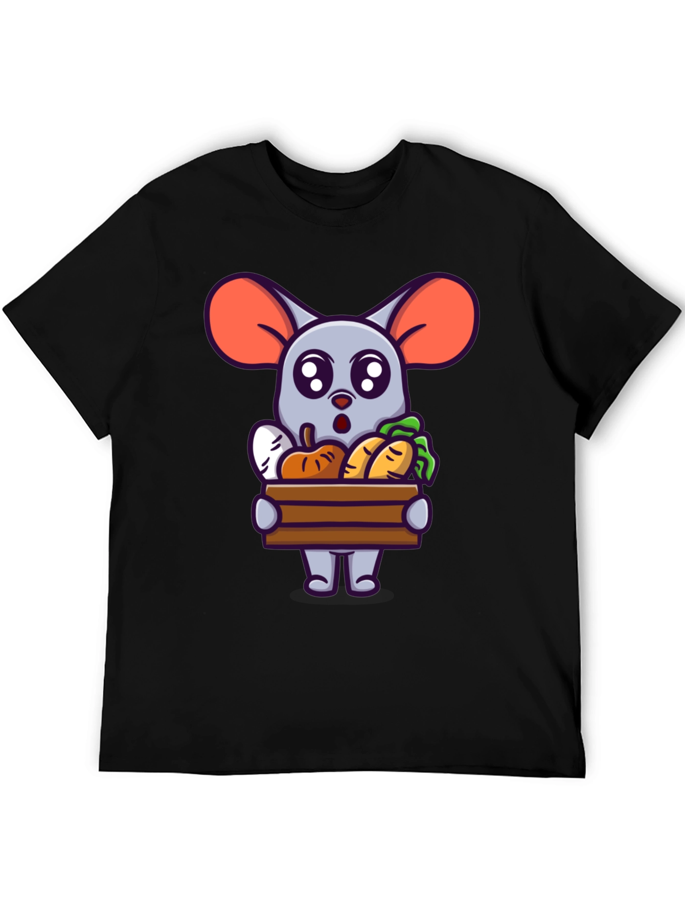 Cute Cartoon Mouse with Veggies T-Shirt