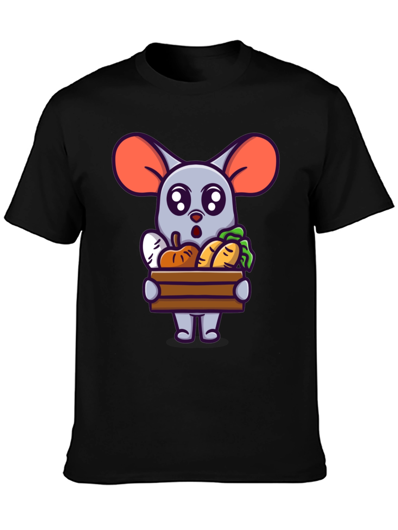 Cute Cartoon Mouse with Veggies T-Shirt