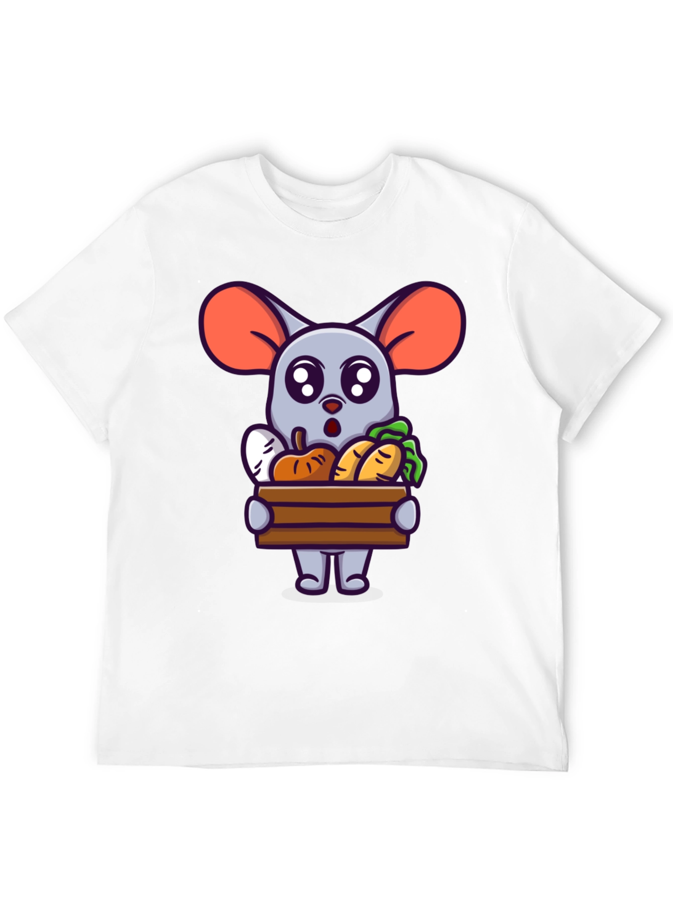 Cute Cartoon Mouse with Veggies T-Shirt