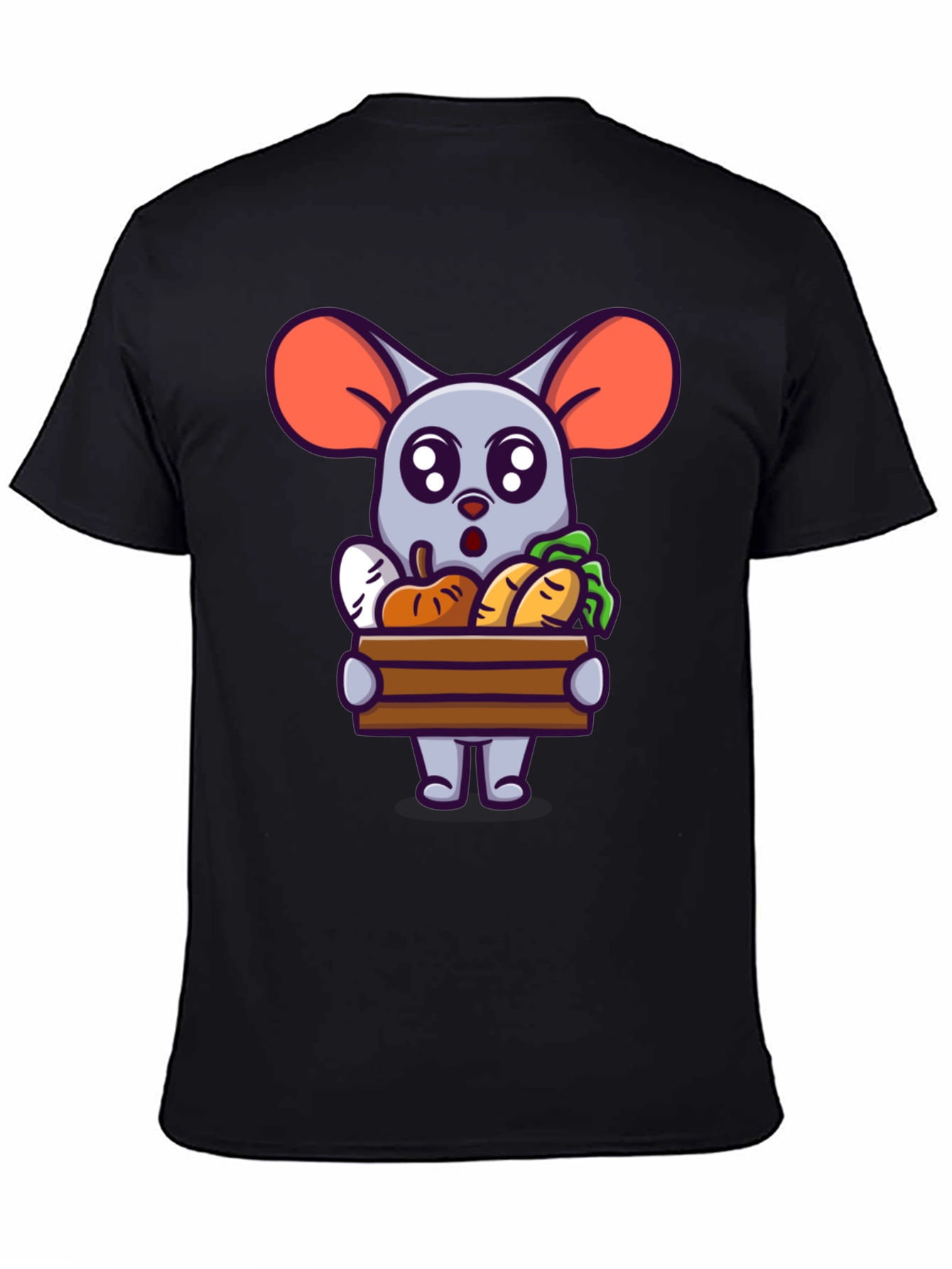 Cute Cartoon Mouse with Veggies T-Shirt