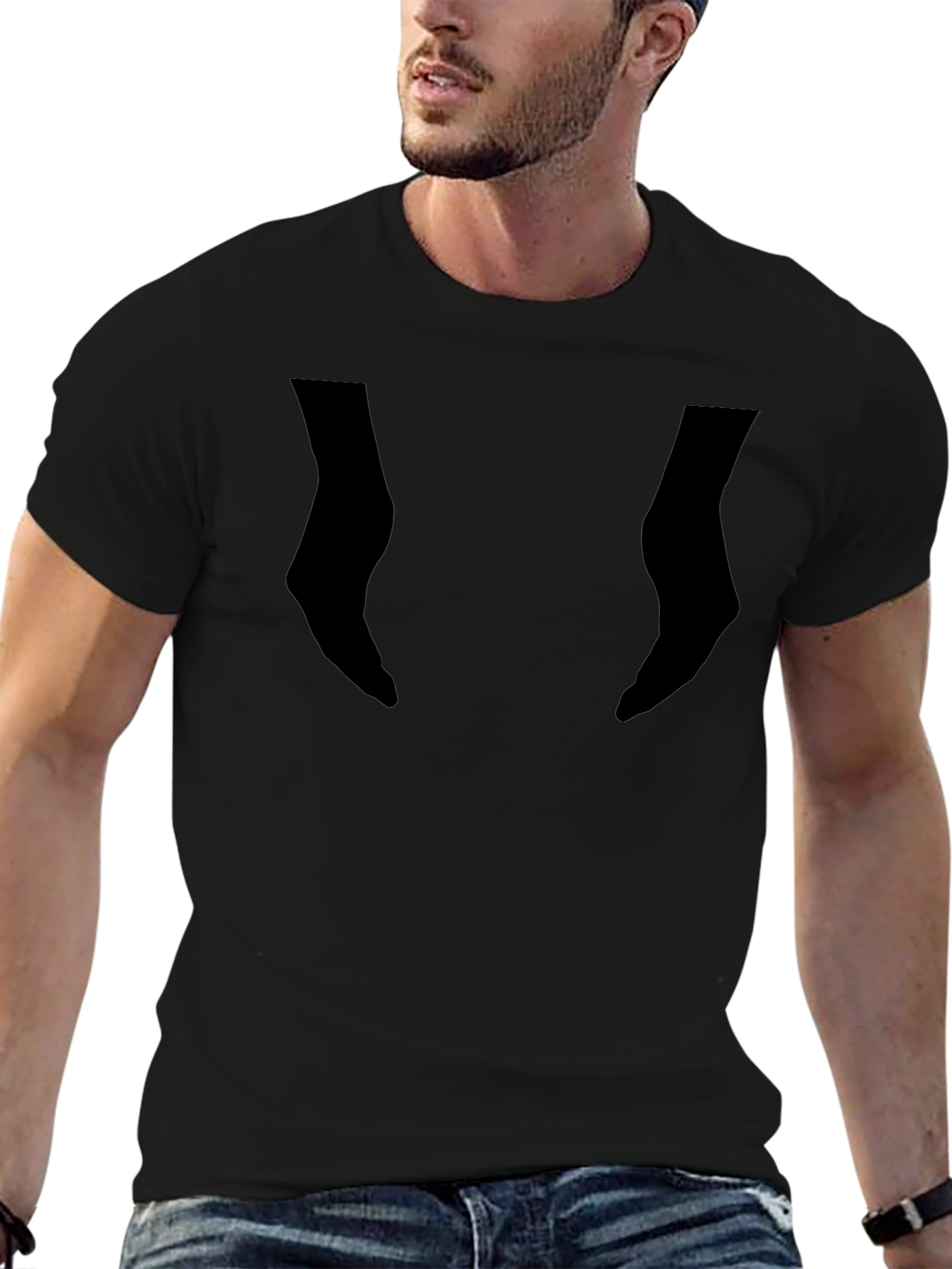 Black Graphic Tee - Unique Silhouette Design