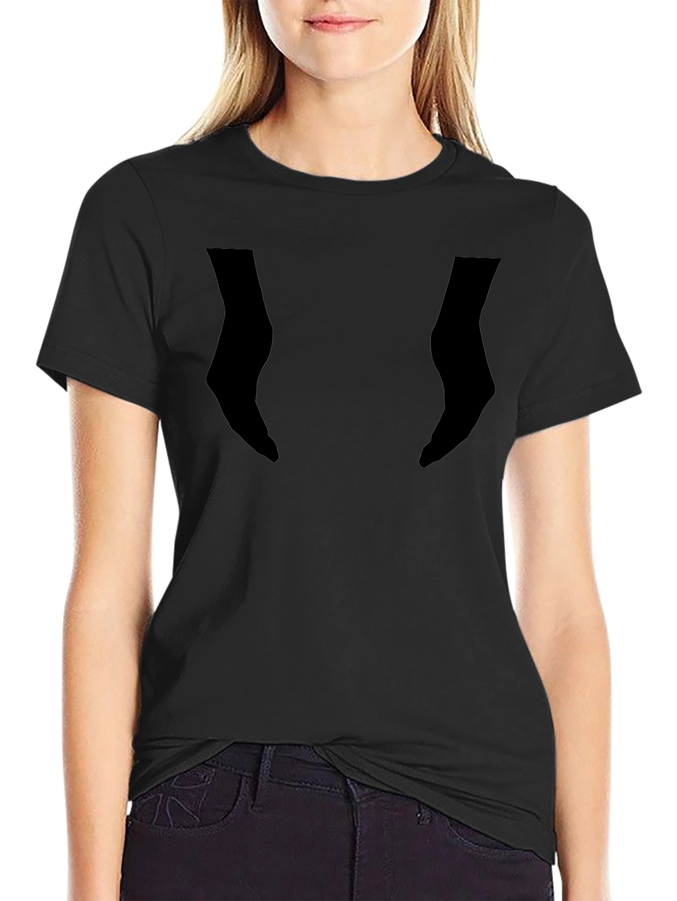 Black Graphic Tee - Unique Silhouette Design