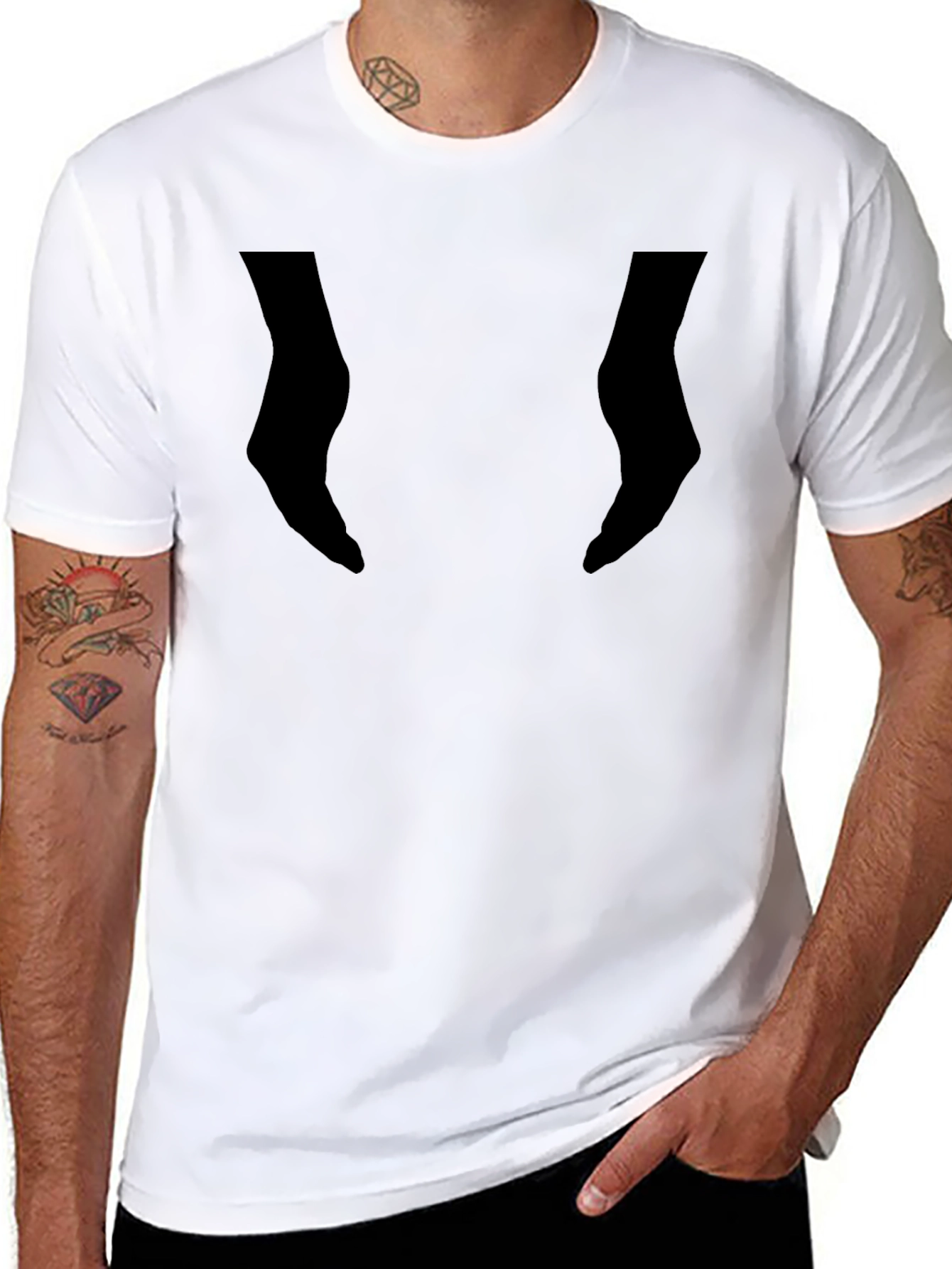 Black Graphic Tee - Unique Silhouette Design