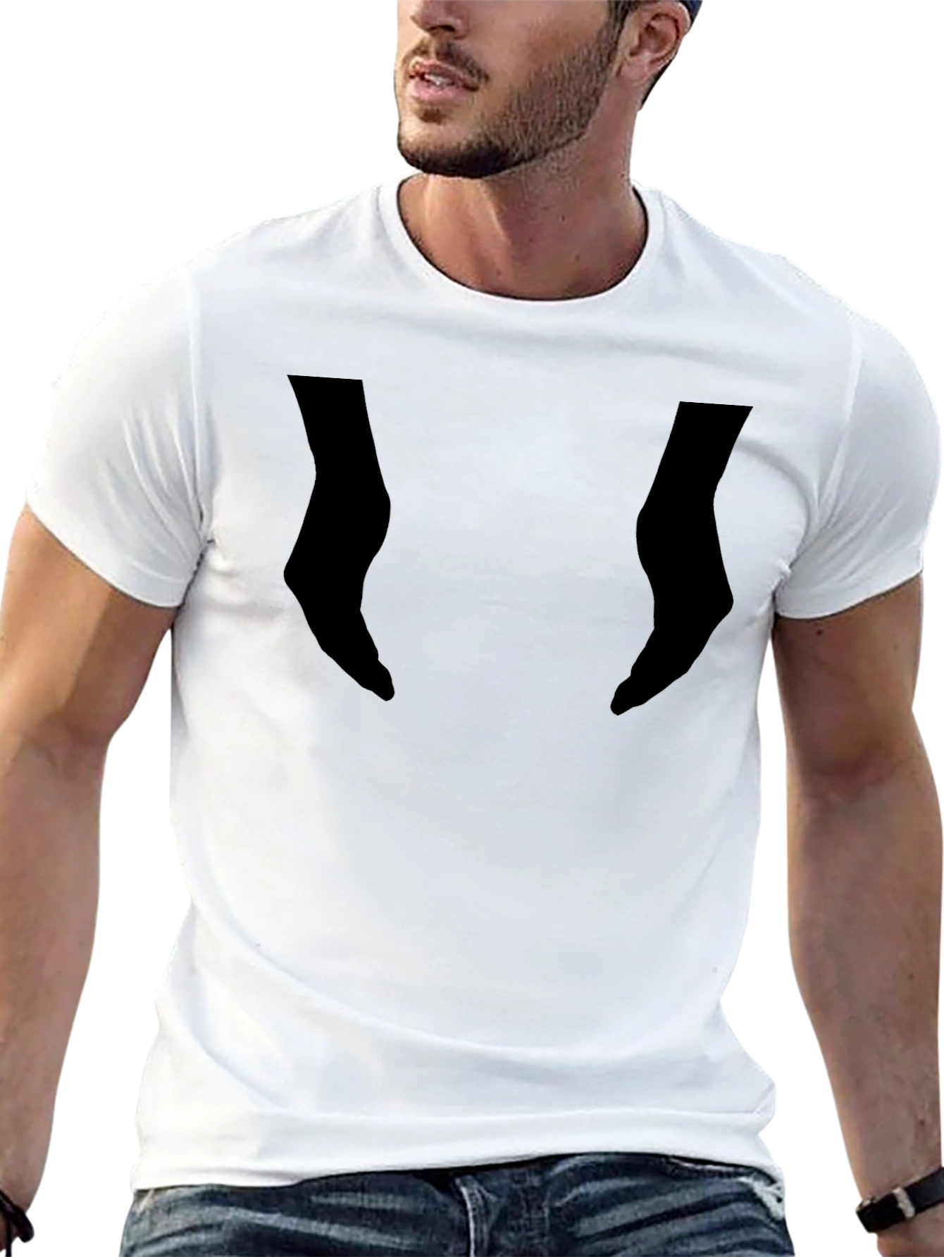 Black Graphic Tee - Unique Silhouette Design