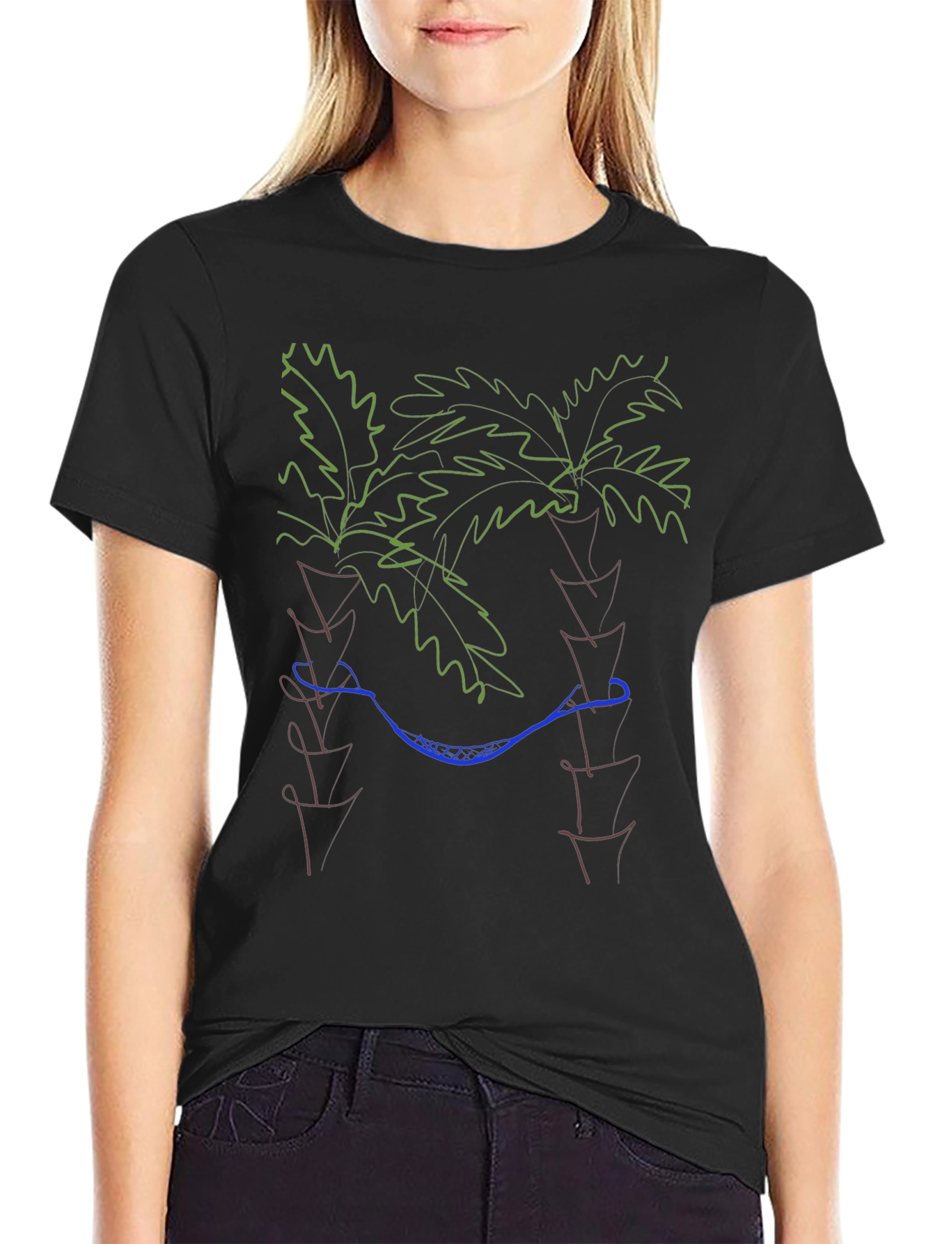 Palm Tree Hammock Graphic Tee - Relaxed Style