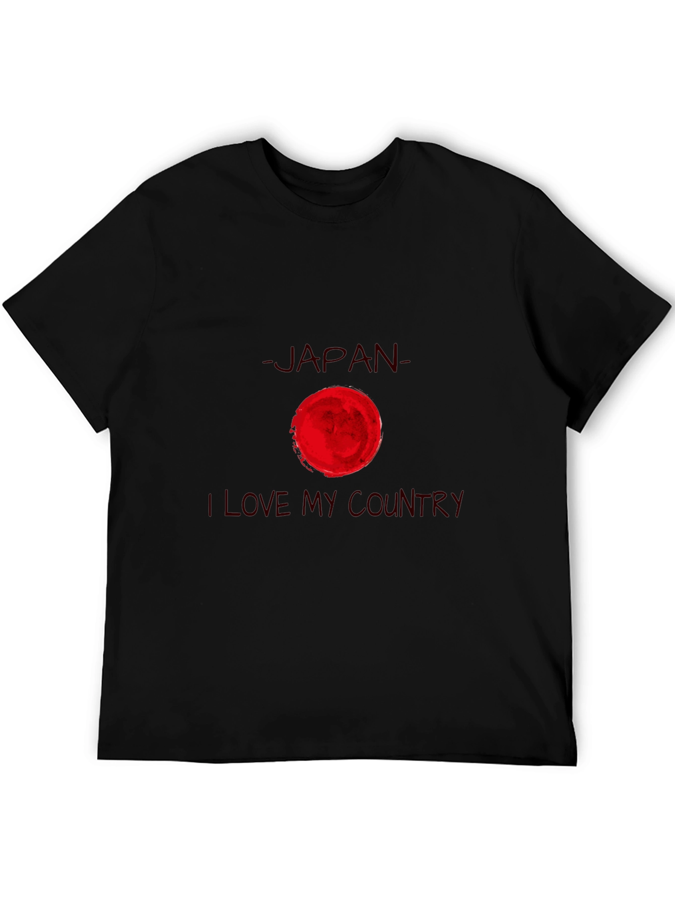 Japan Flag Graphic Print Black T-Shirt