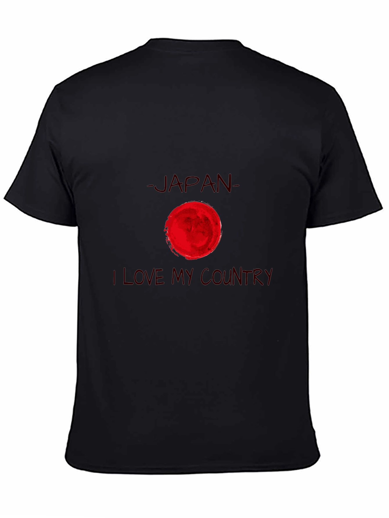 Japan Flag Graphic Print Black T-Shirt