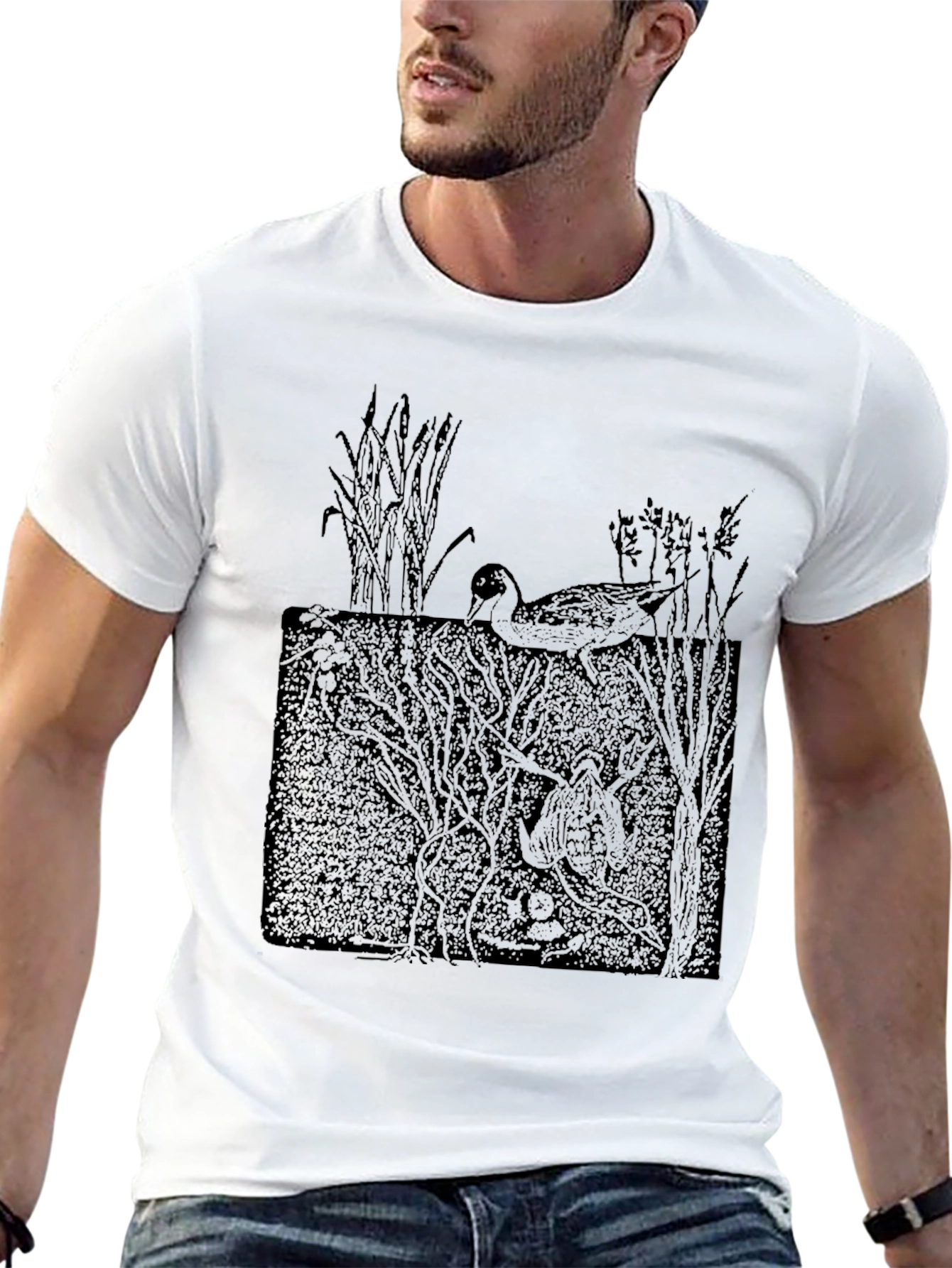 Duck Pond Graphic Tee - Black Cotton Comfort