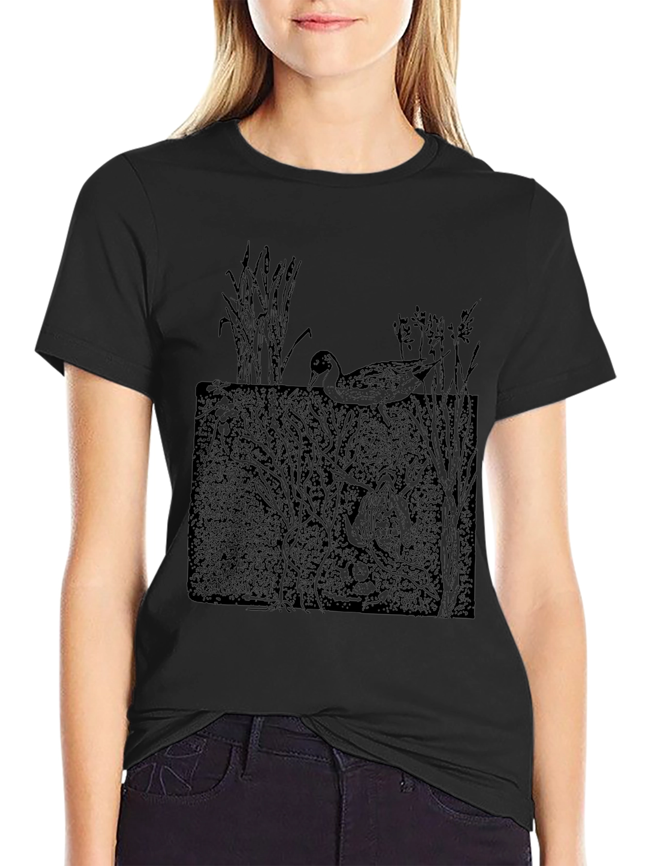 Duck Pond Graphic Tee - Black Cotton Comfort