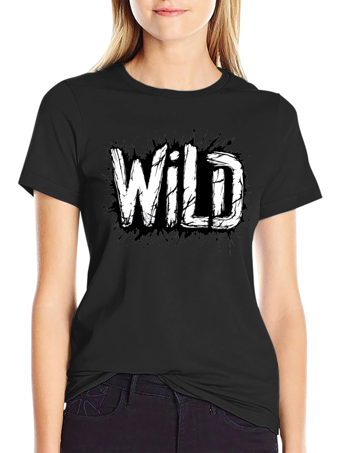 Wild Graphic Print Black T-Shirt