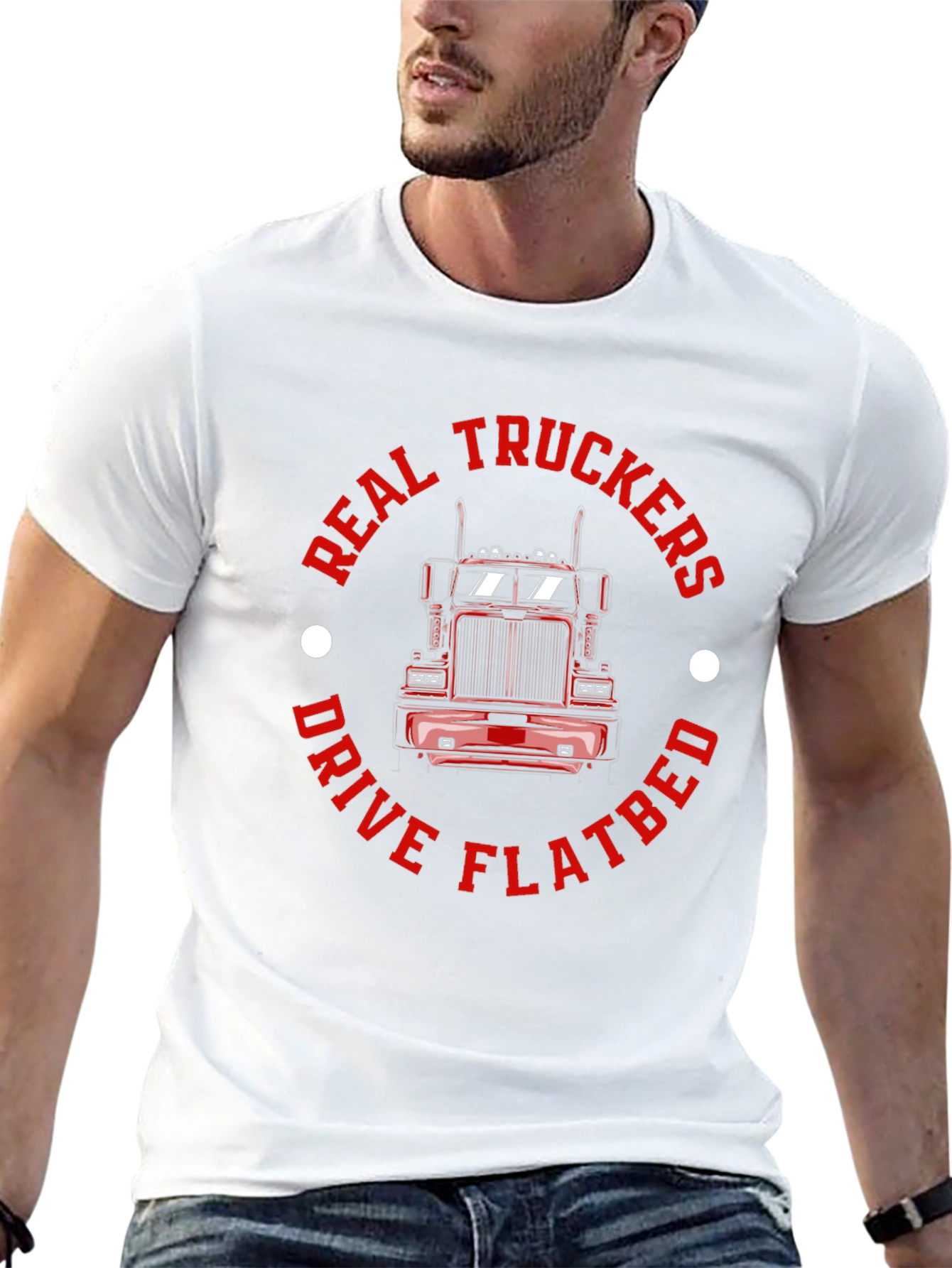 Real Truckers Drive Flatbed Black T-Shirt