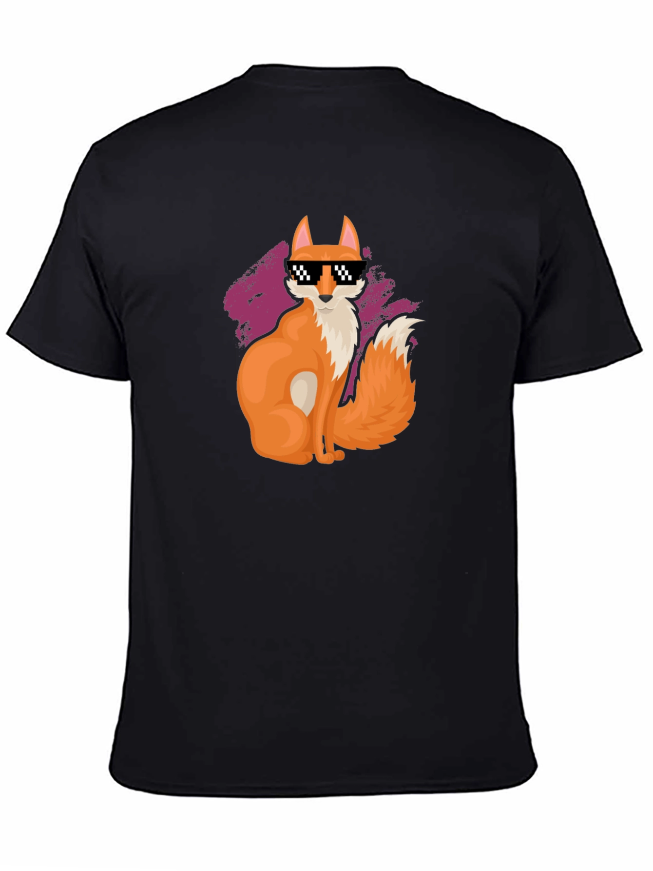 Cool Fox Pixel Sunglasses Black T-Shirt