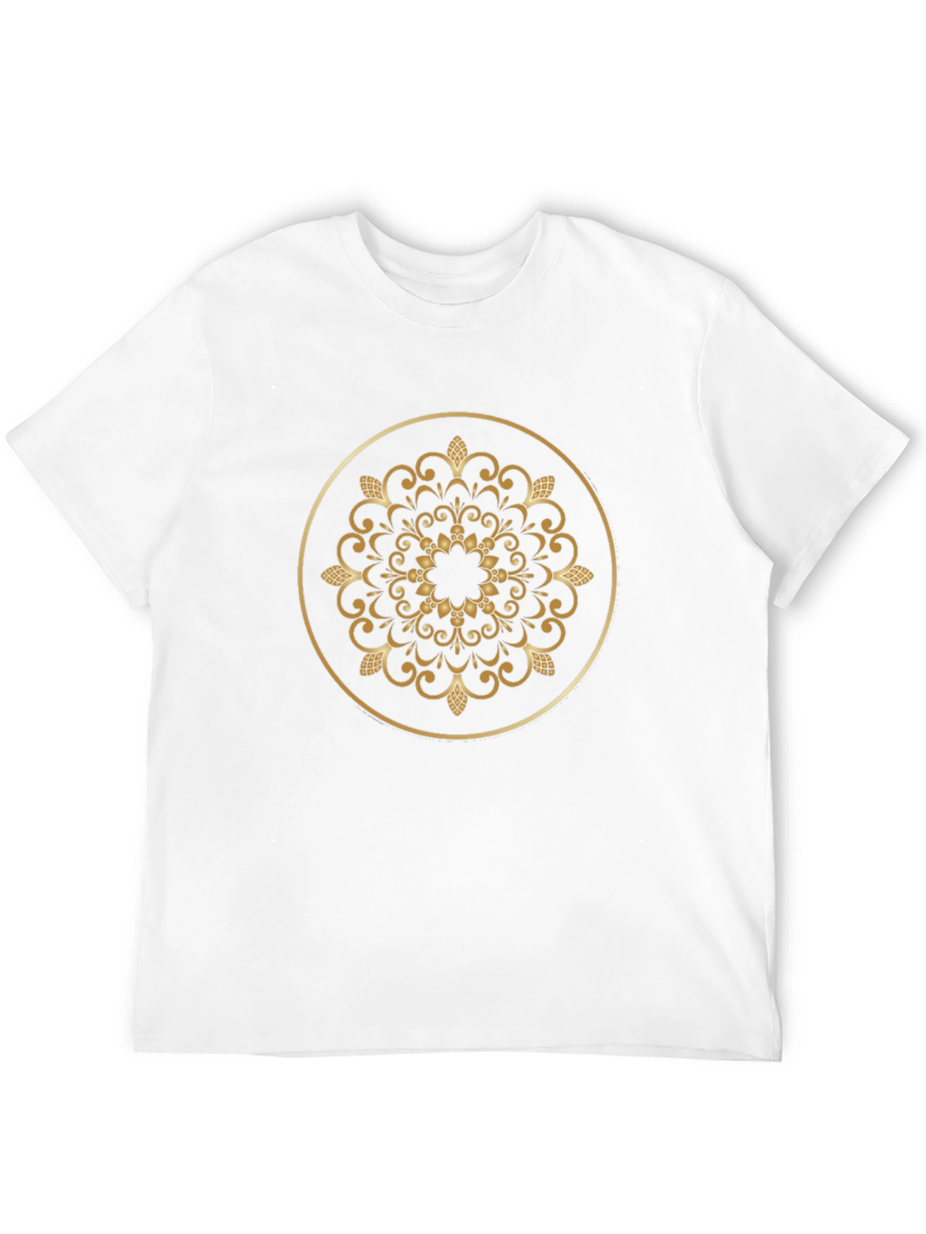 Golden Mandala Design Black T-Shirt
