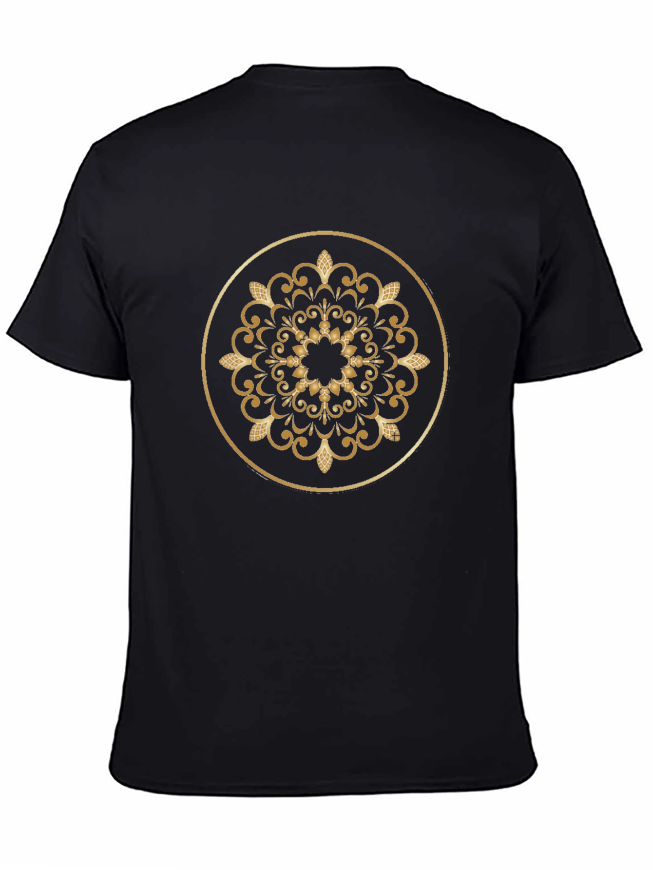 Golden Mandala Design Black T-Shirt