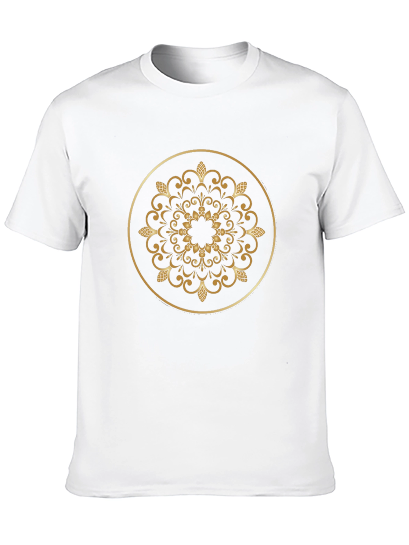 Golden Mandala Design Black T-Shirt
