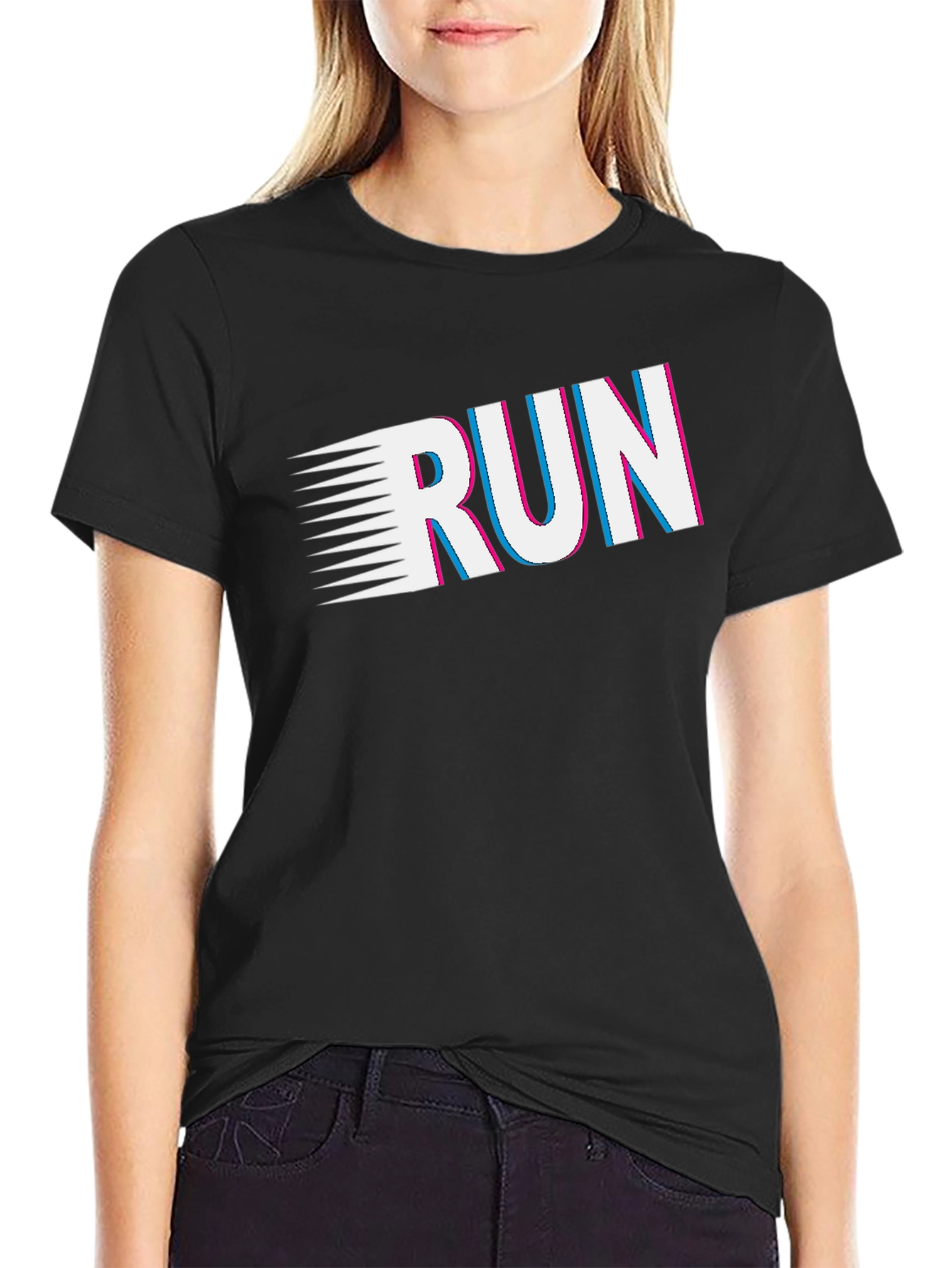 Run Graphic Tee - Black Short Sleeve